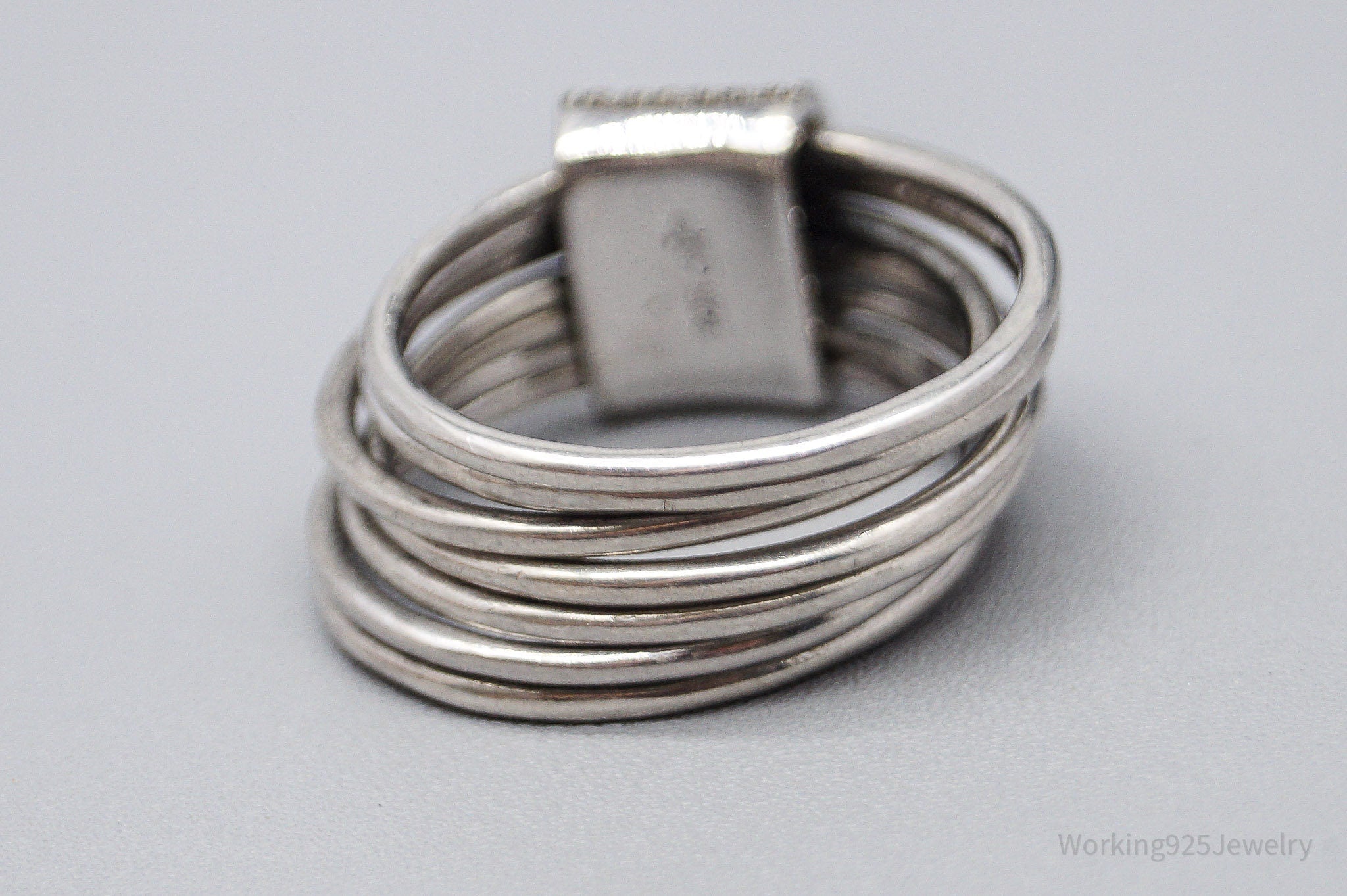 Vintage Cubic Zirconia Sterling Silver Band Ring - Size 10.25