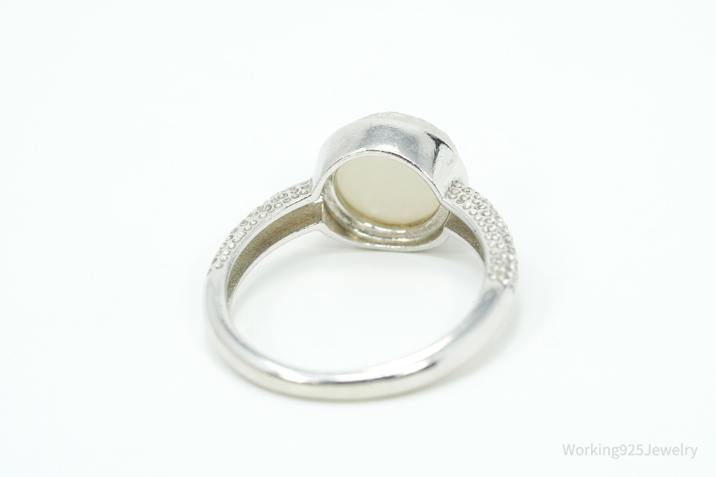 Vintage Druzy Quartz Sterling Silver Ring - Size 7.25