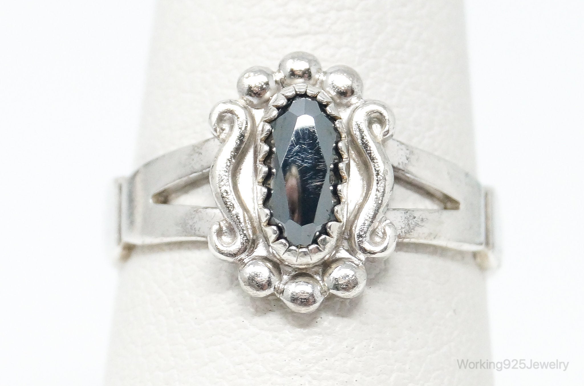 Vintage Designer WM Co Hematite Sterling Silver Ring - Size 5.75