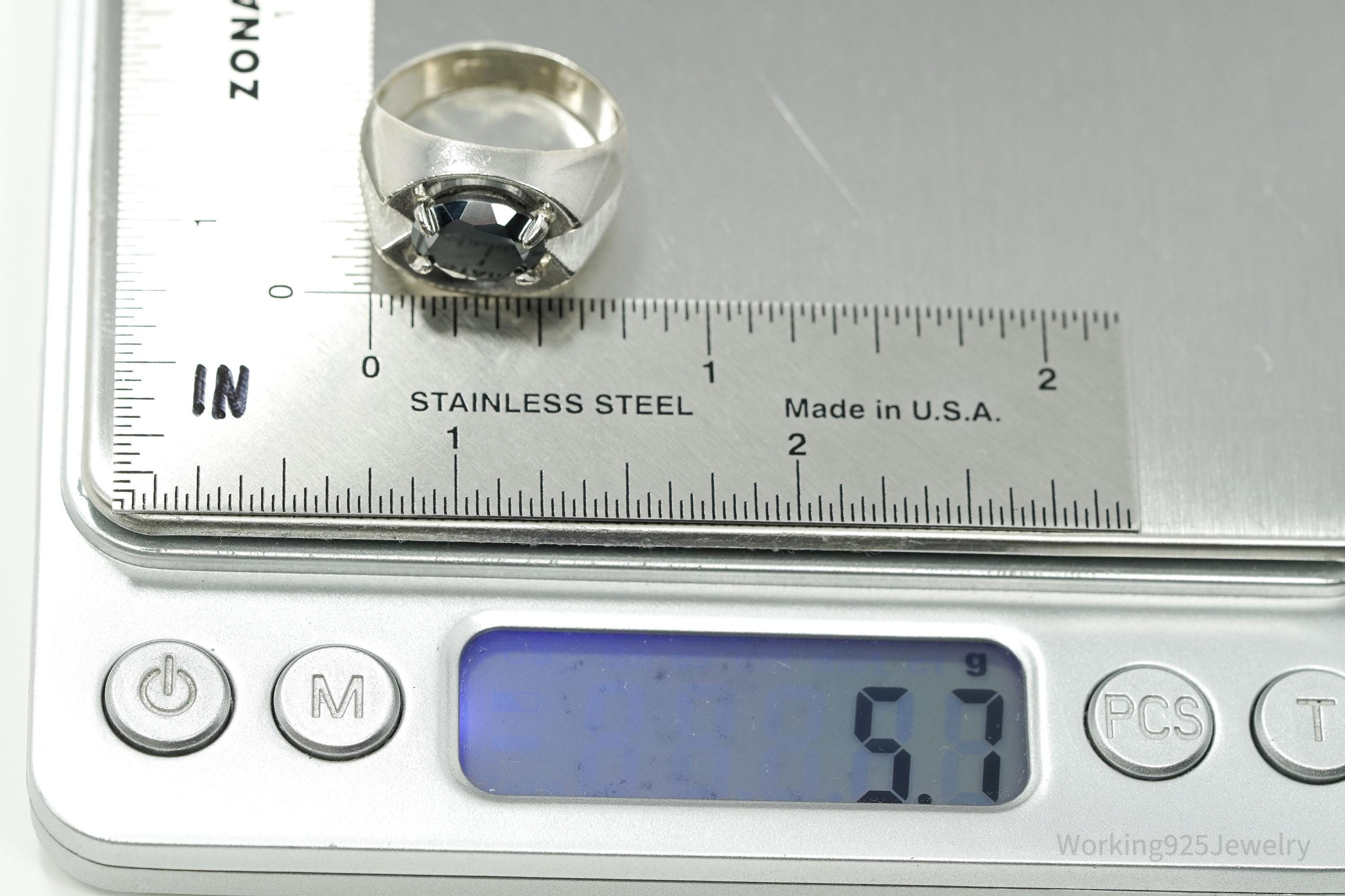 Vintage MCM Vargas Mfg. Co. Hematite Sterling Silver Ring - Size 7