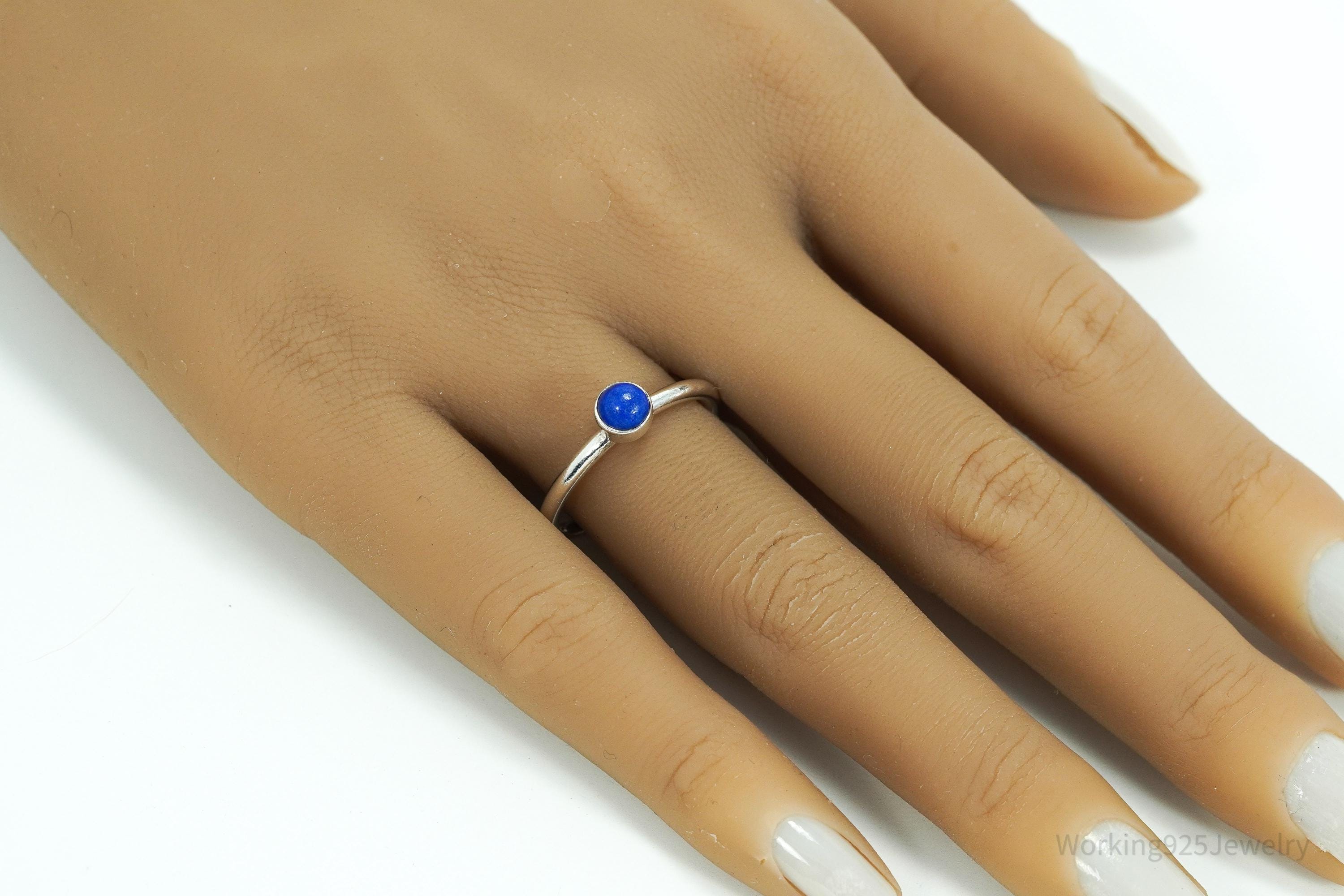 Vintage Lapis Lazuli Sterling Silver Ring - Size 8