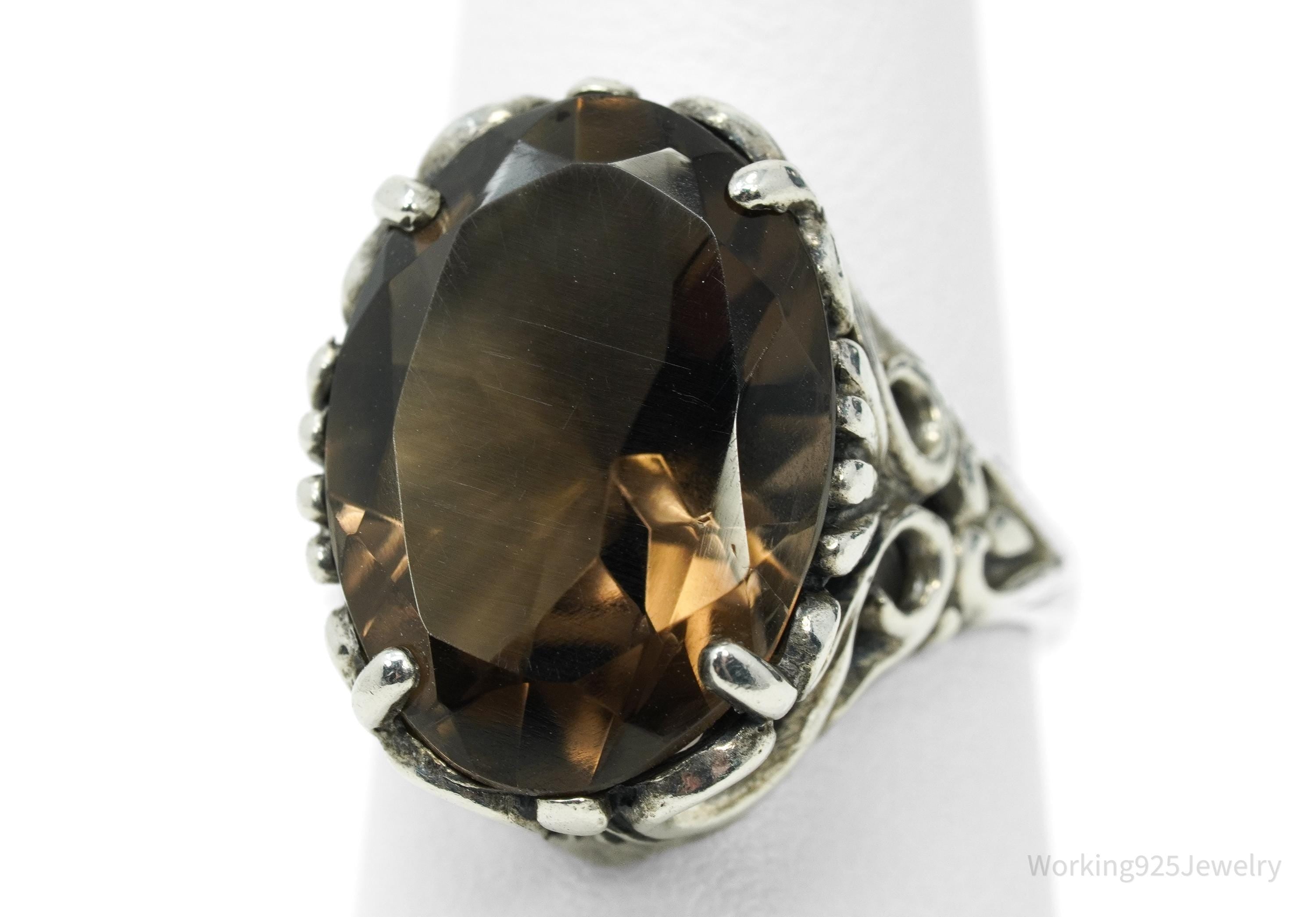 Vintage Kabana Large Smoky Topaz Sterling Silver Ring - Size 5.75