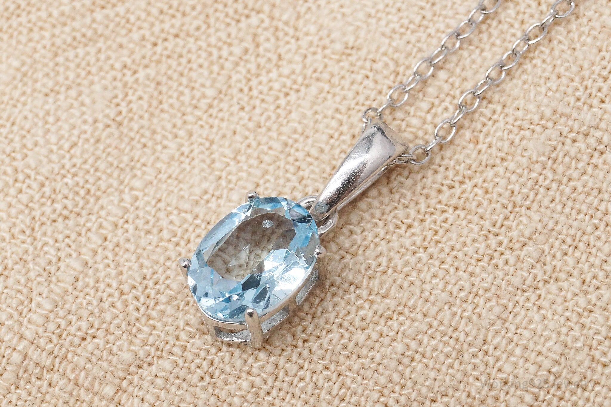 Vintage Blue Topaz Sterling Silver Necklace 18"
