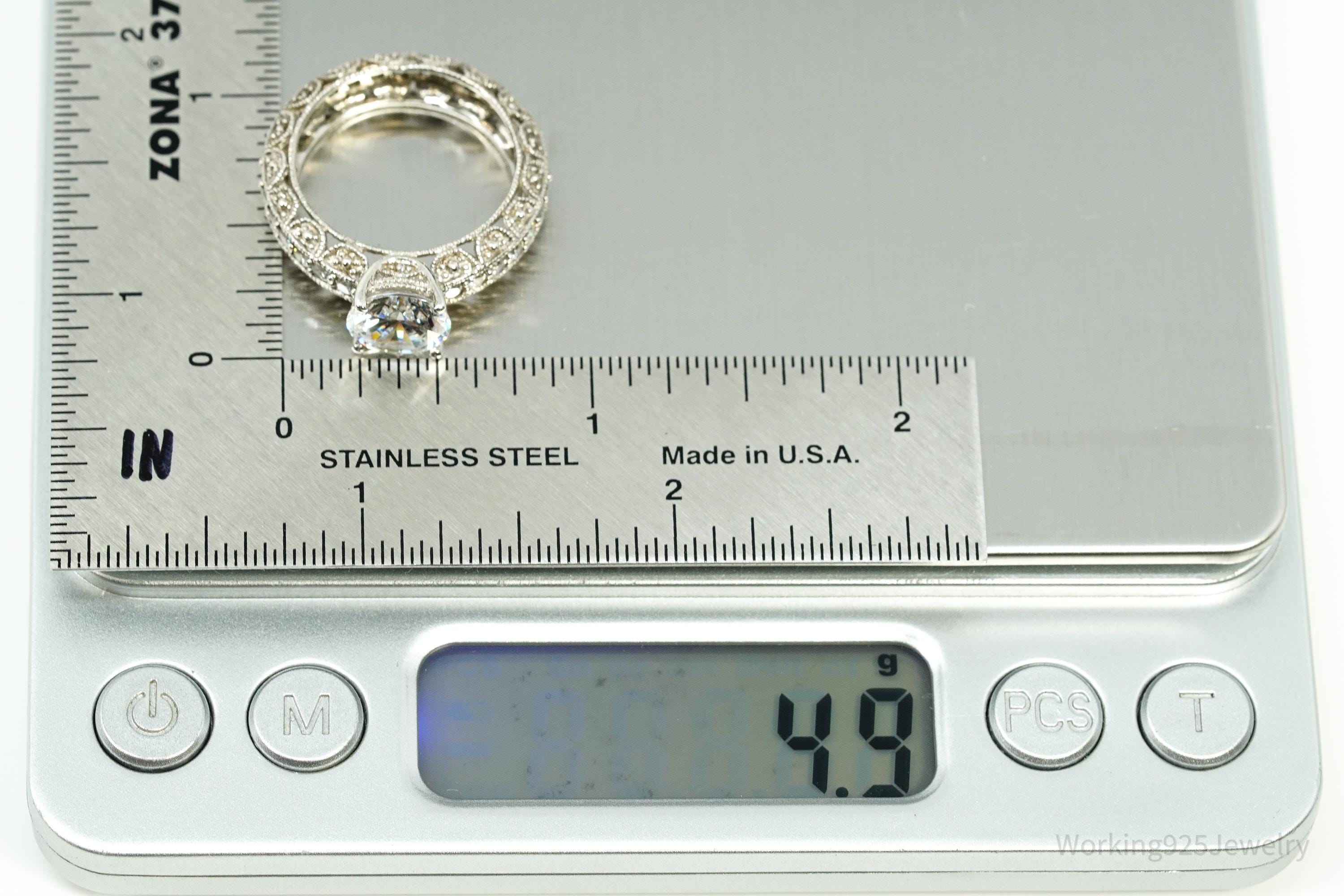 Vintage Cubic Zirconia Sterling Silver Ring - Size 8
