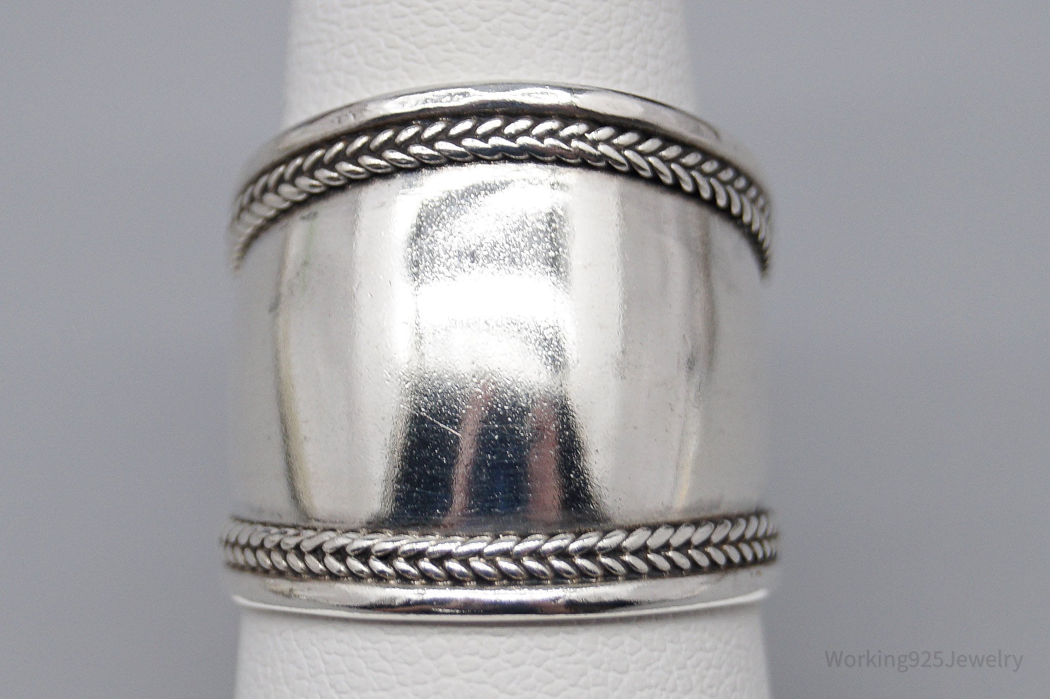 Vintage Sterling Silver Wide Band Ring - Size 7.75
