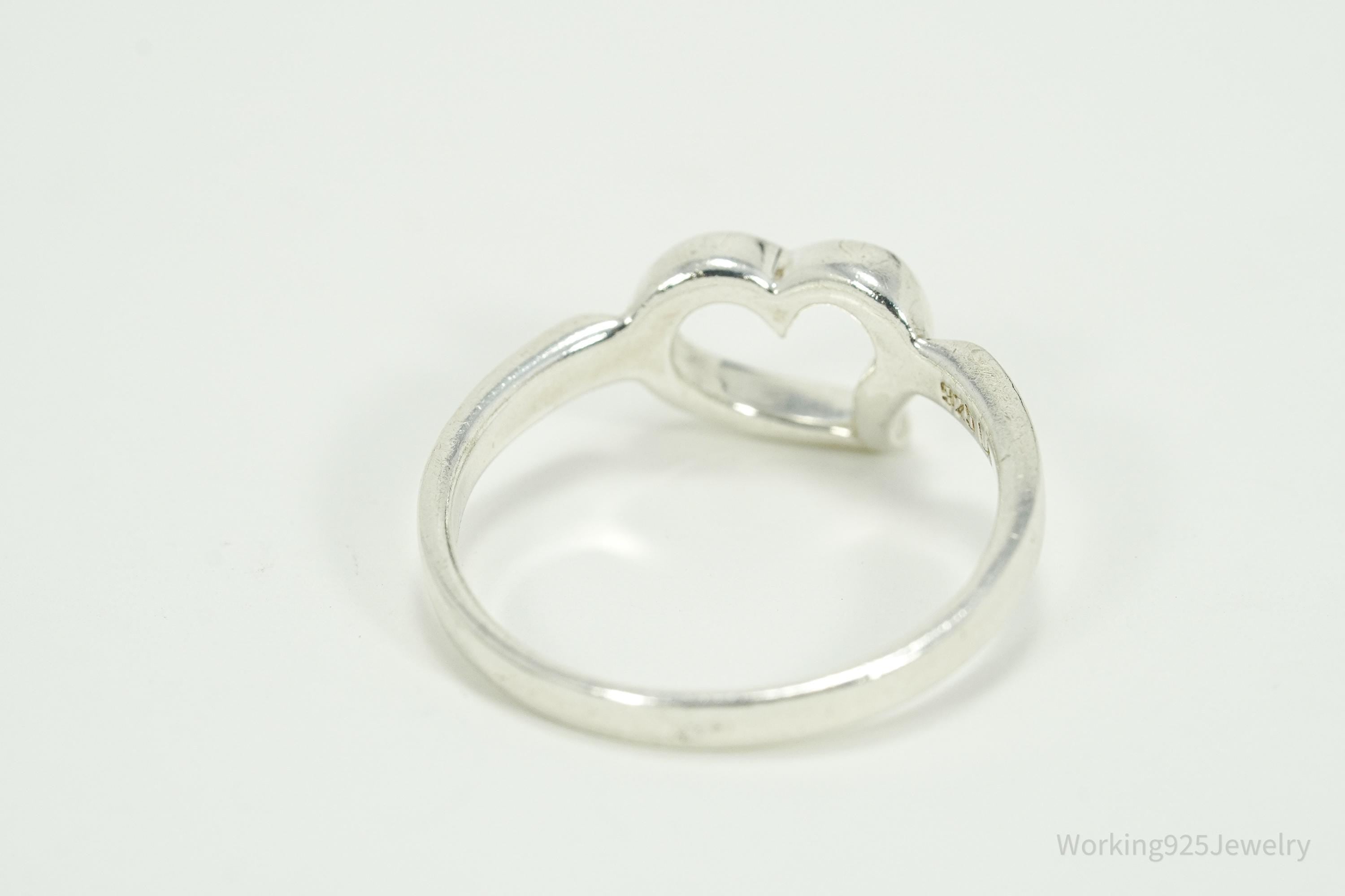 Vintage Heart Sterling Silver Ring - Size 7.5