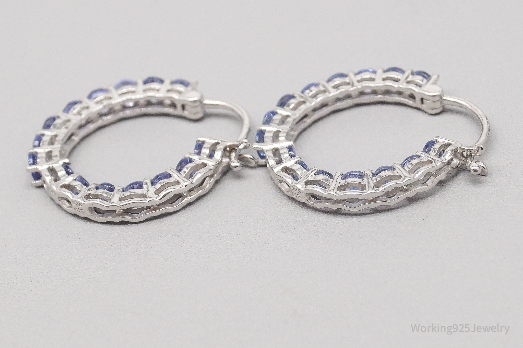 QVC GIE Tanzanite Hoop Sterling Silver Earrings