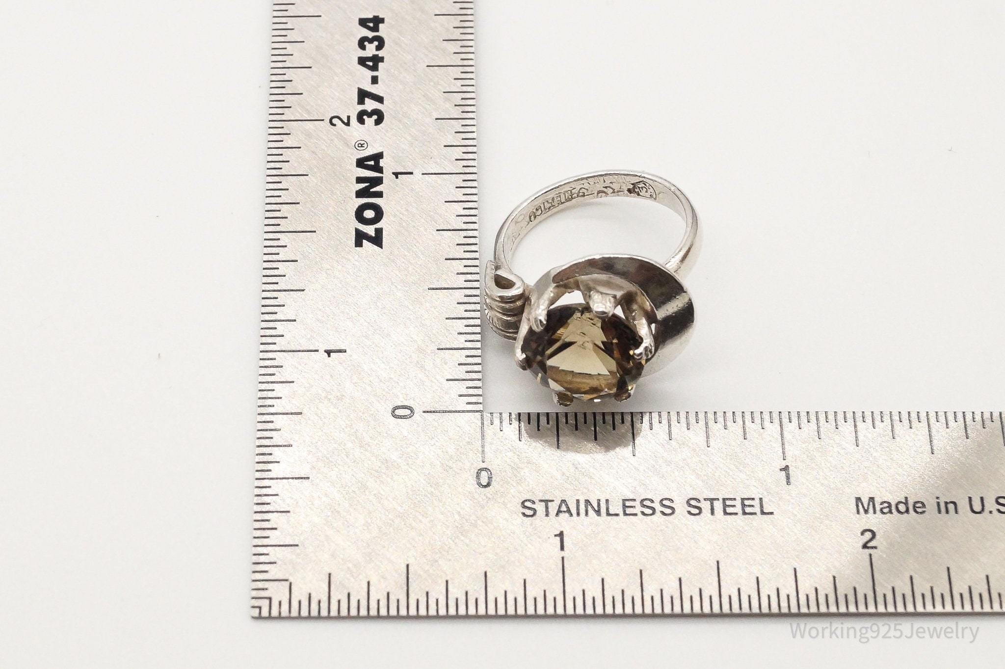 Vintage Mexico Smoky Topaz Sterling Silver Ring - Size 5.5