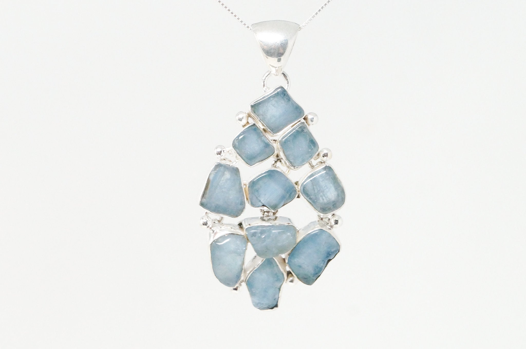 Vintage Blue Gemstone Cluster Southwestern Style Sterling Silver Pendant