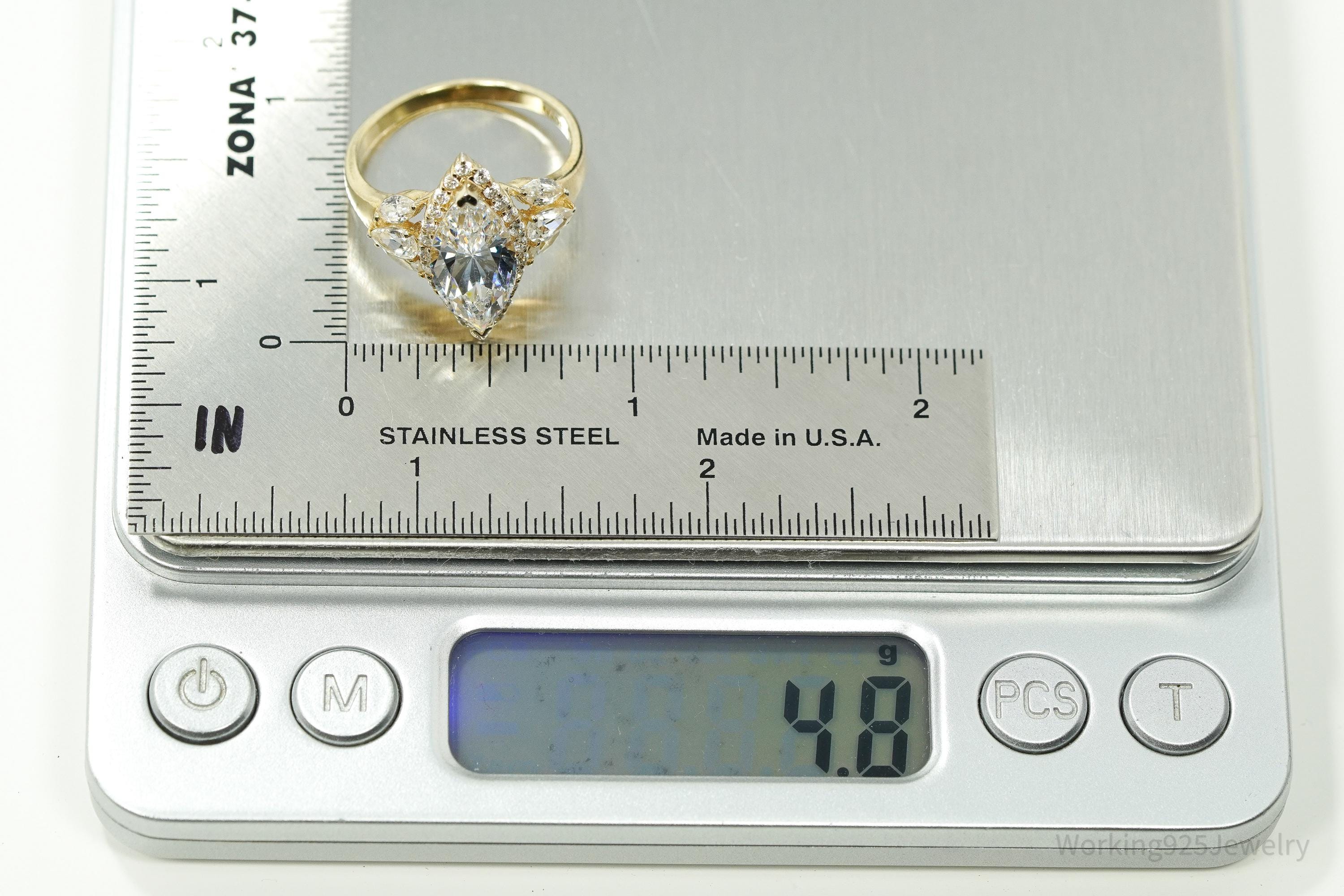 Designer Michael Valitutti Cubic Zirconia 14K Gold Over Sterling Silver Ring - Size 9