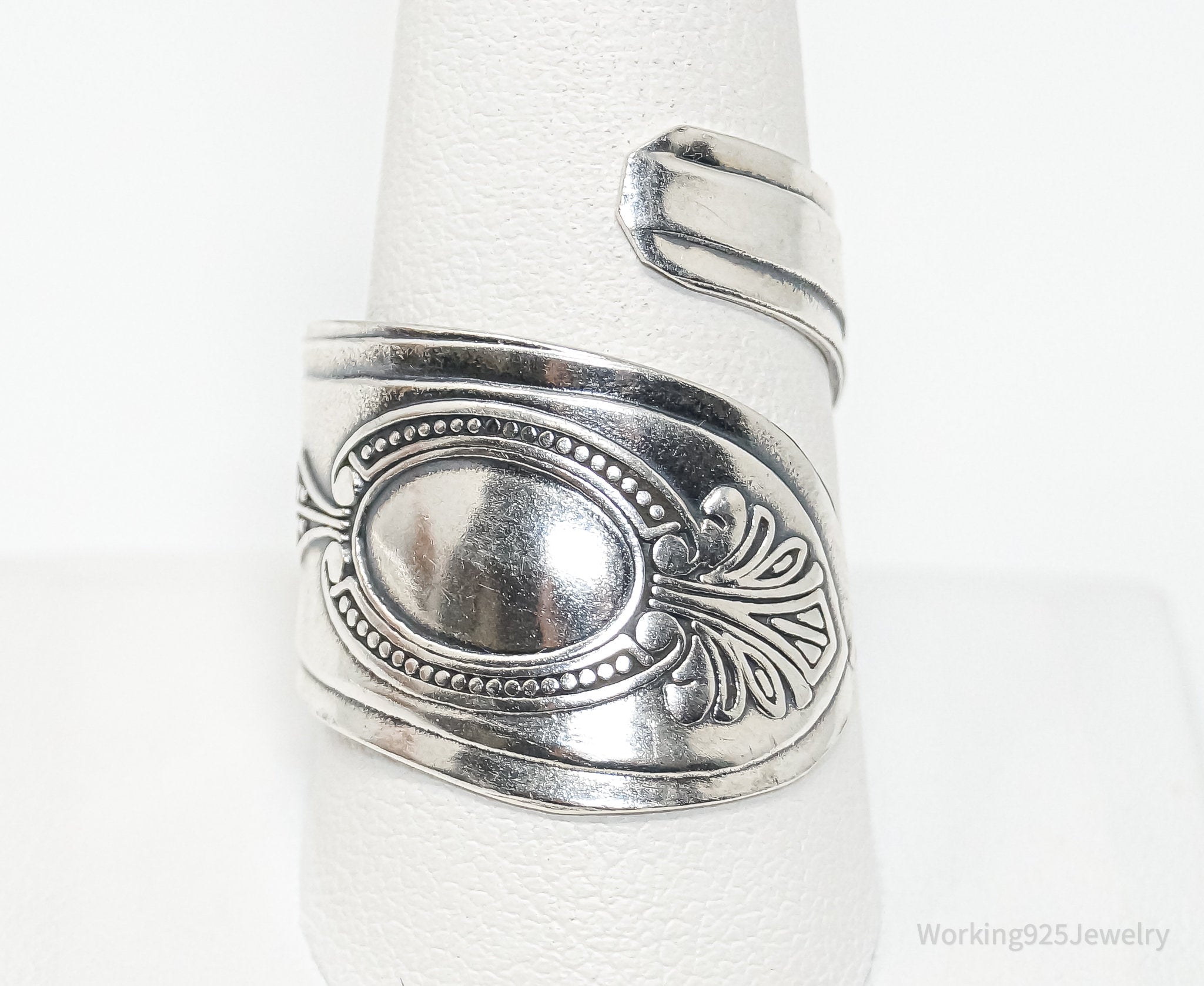 Vintage Sterling Silver Spoon Wrap Ring - Size 10.5 - Adjustable