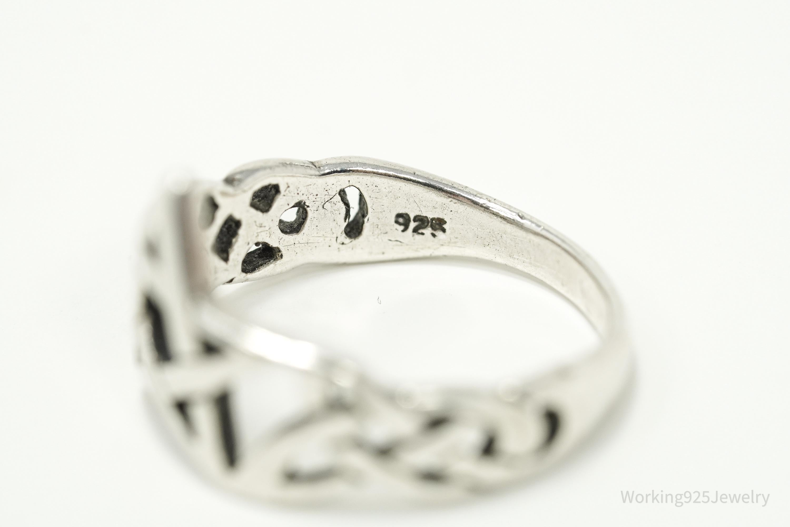 Vintage Pentagram Star Sterling Silver Ring - Size 8.25