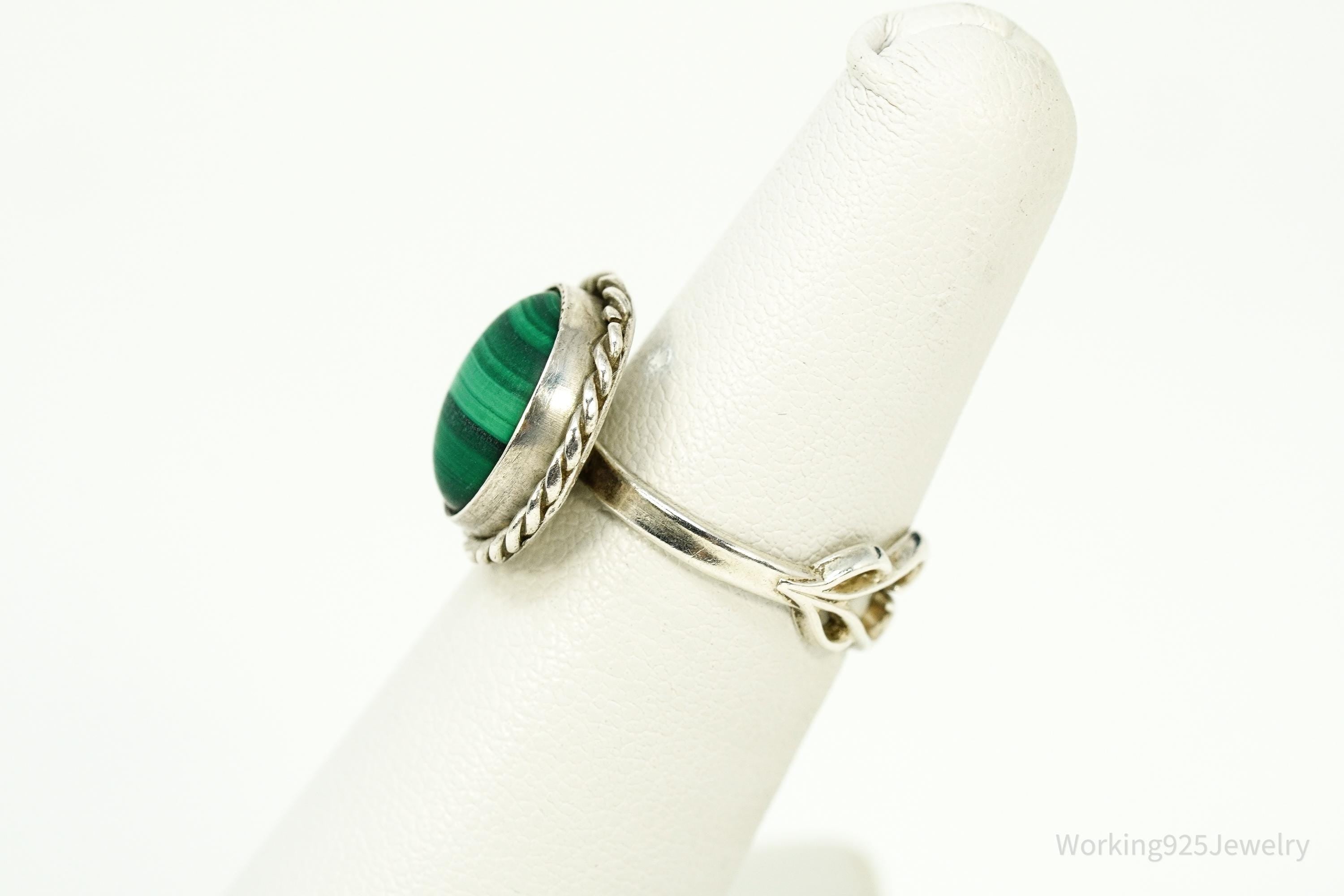 Vintage KABANA Malachite Sterling Silver Ring - Size 5.5