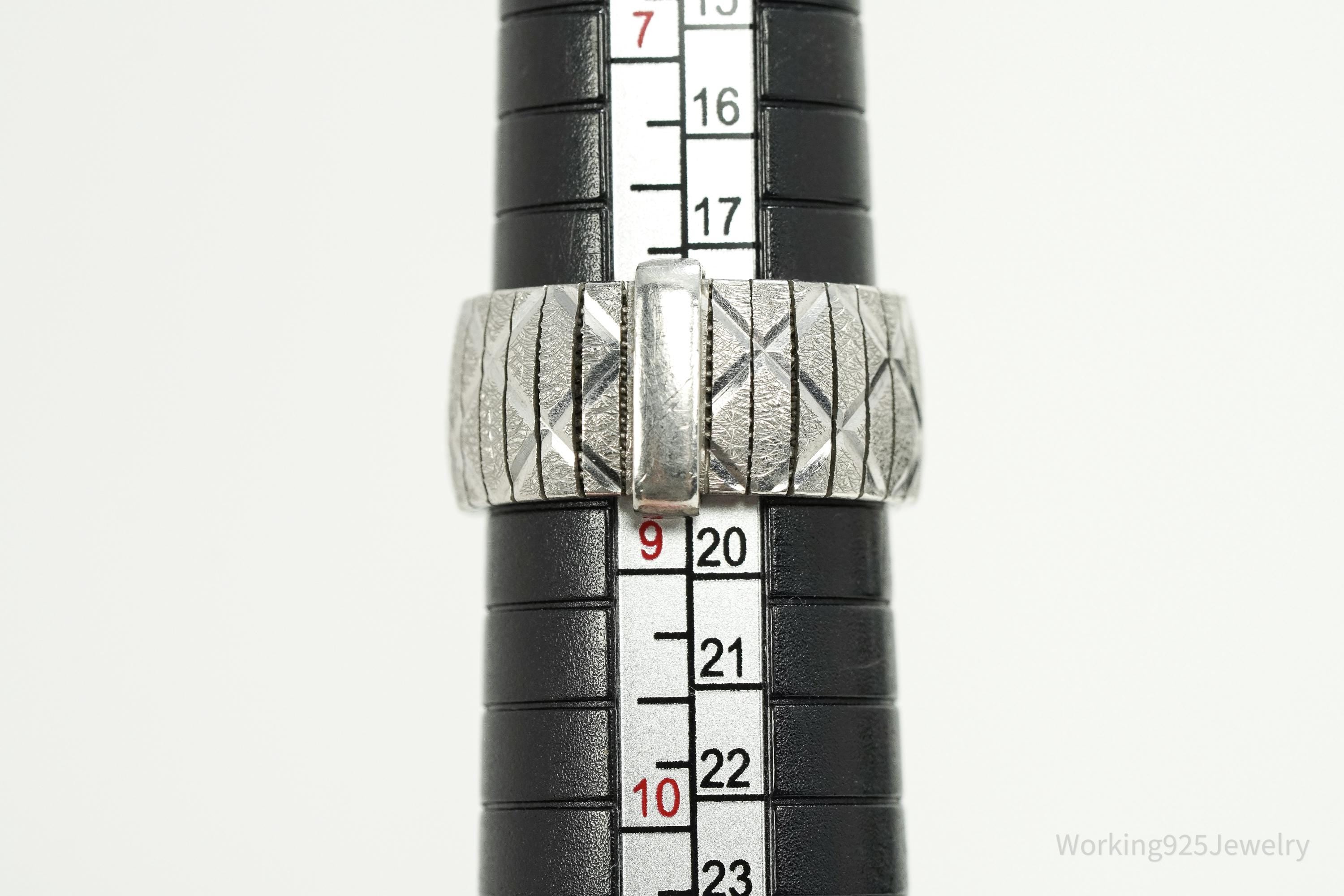 Vintage Italian REEB Sterling Silver Band Ring - Size 8.75