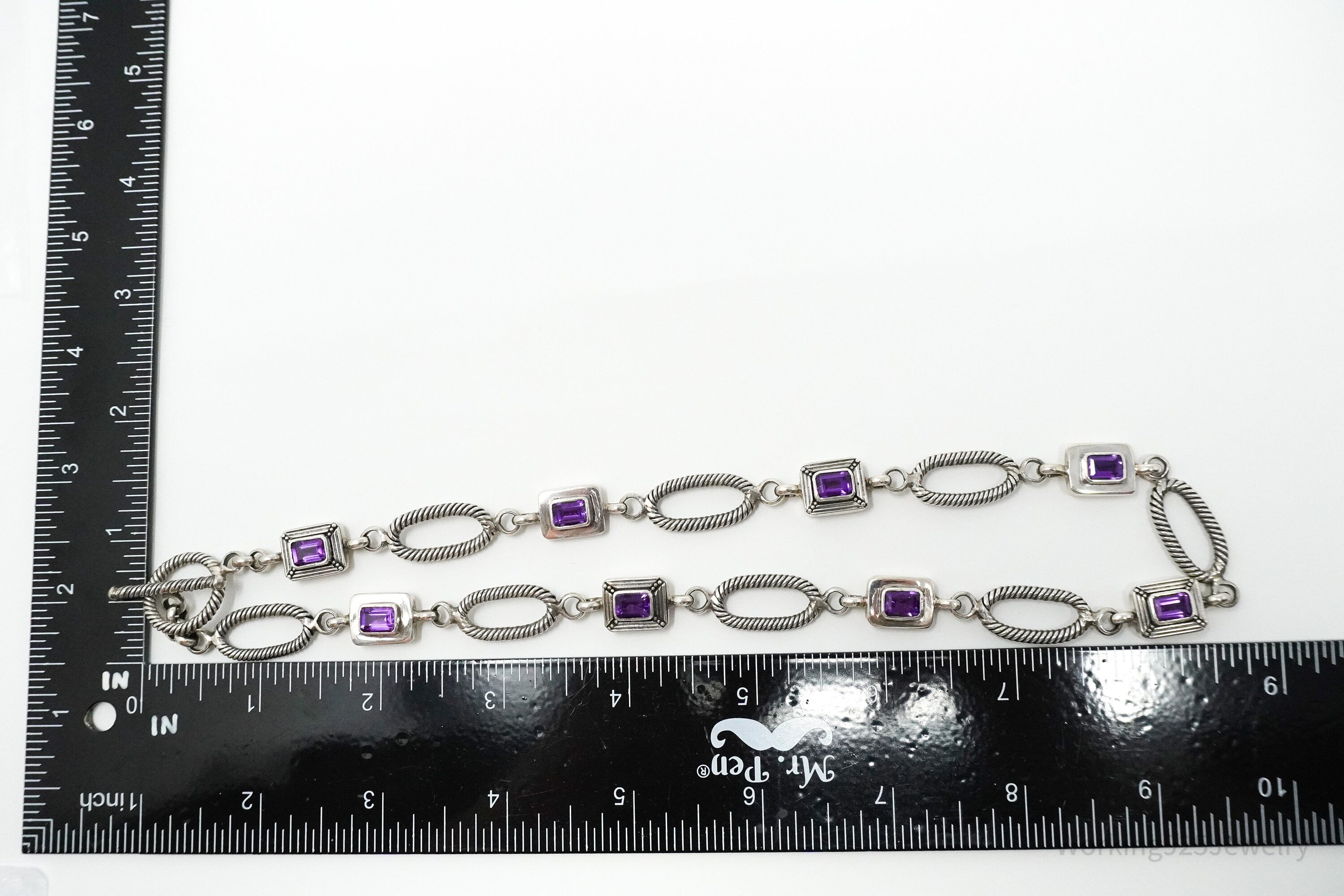 Vintage Designer Amethyst Sterling Silver Necklace 18"