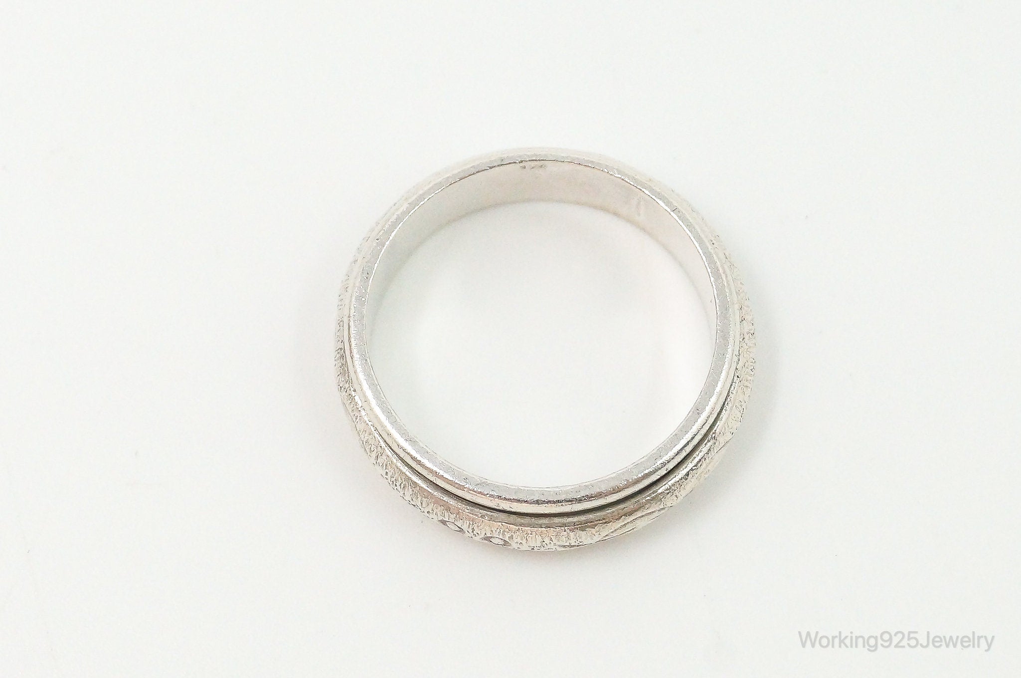 Vintage Textured Sterling Silver Spinner Band Ring - Size 5.75