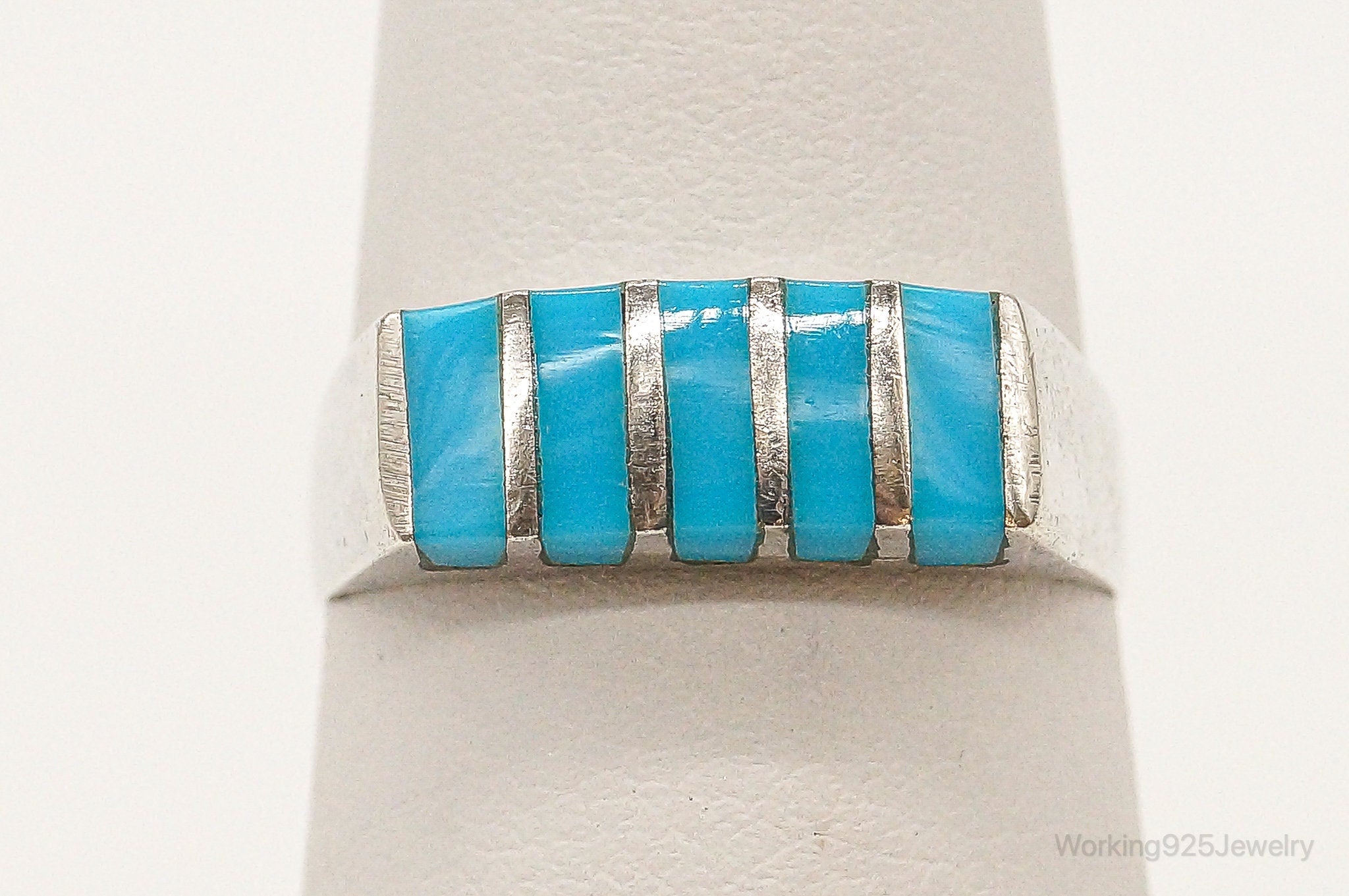 Vintage Mexico Turquoise Sterling Silver Ring - Size 6.5