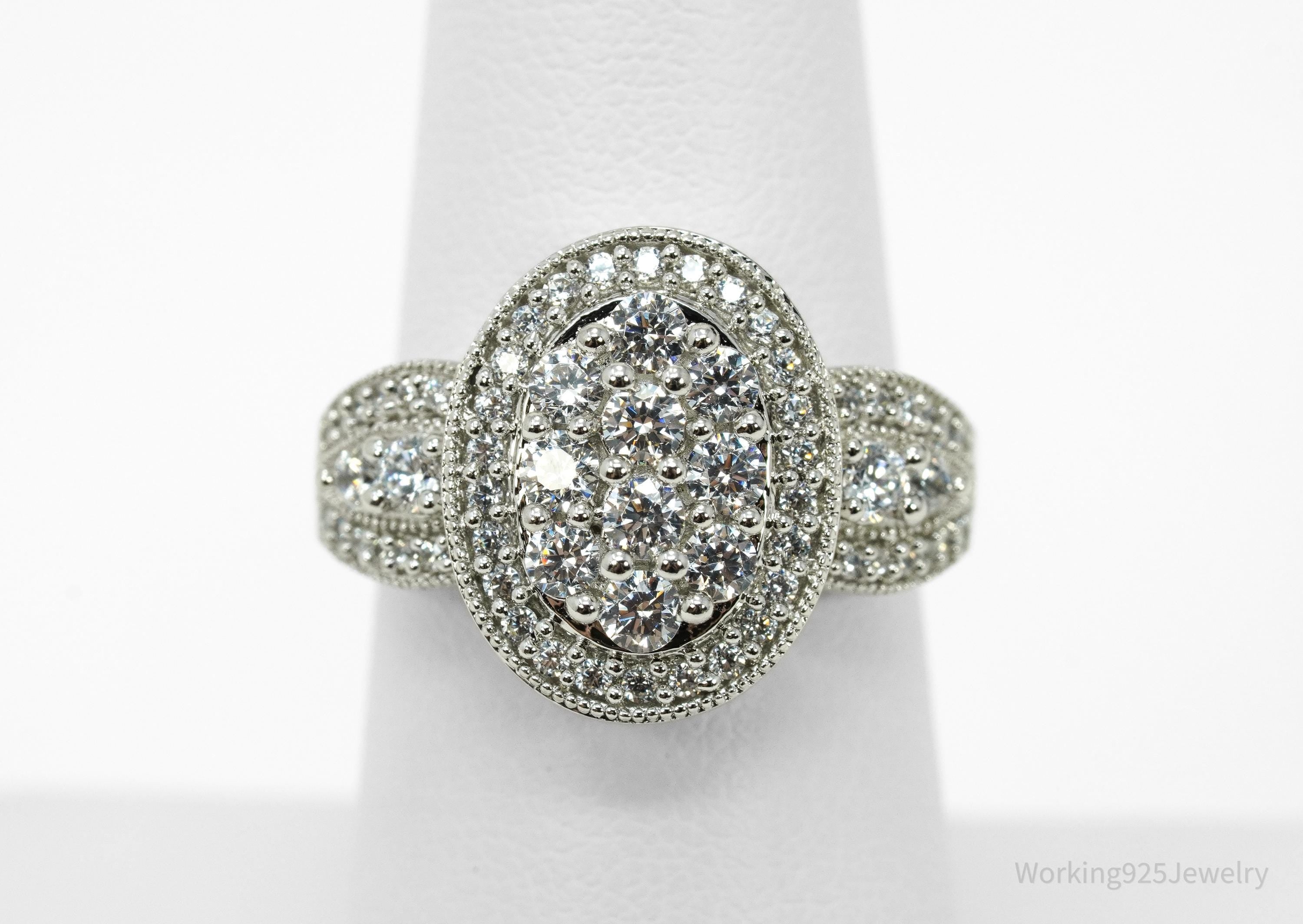 Vintage Cubic Zirconia Sterling Silver Ring - Size 7