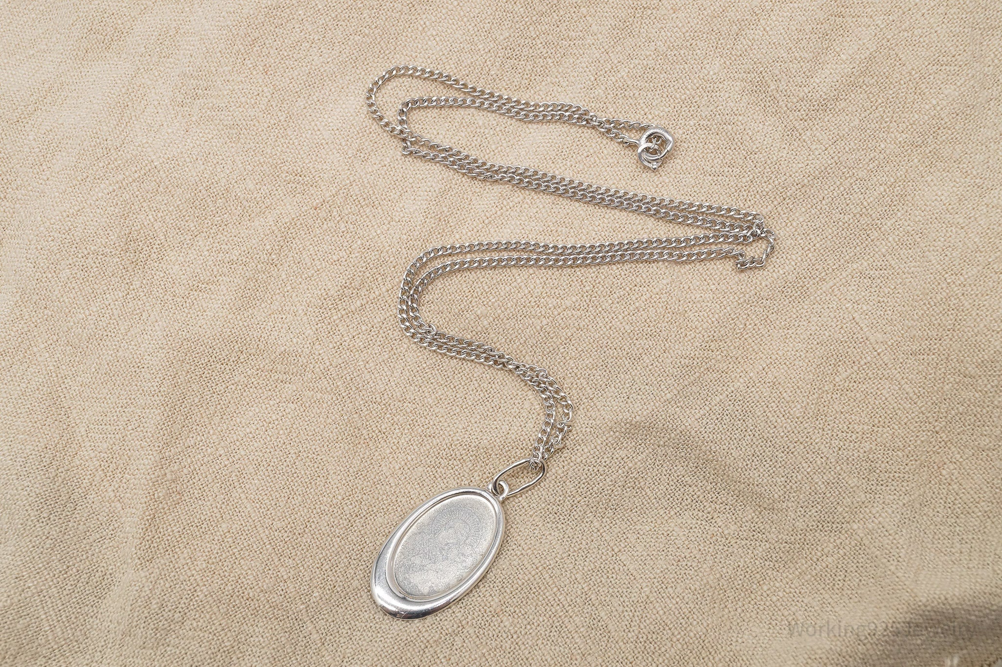 Antique Mary & Jesus Sterling Silver Necklace 17"