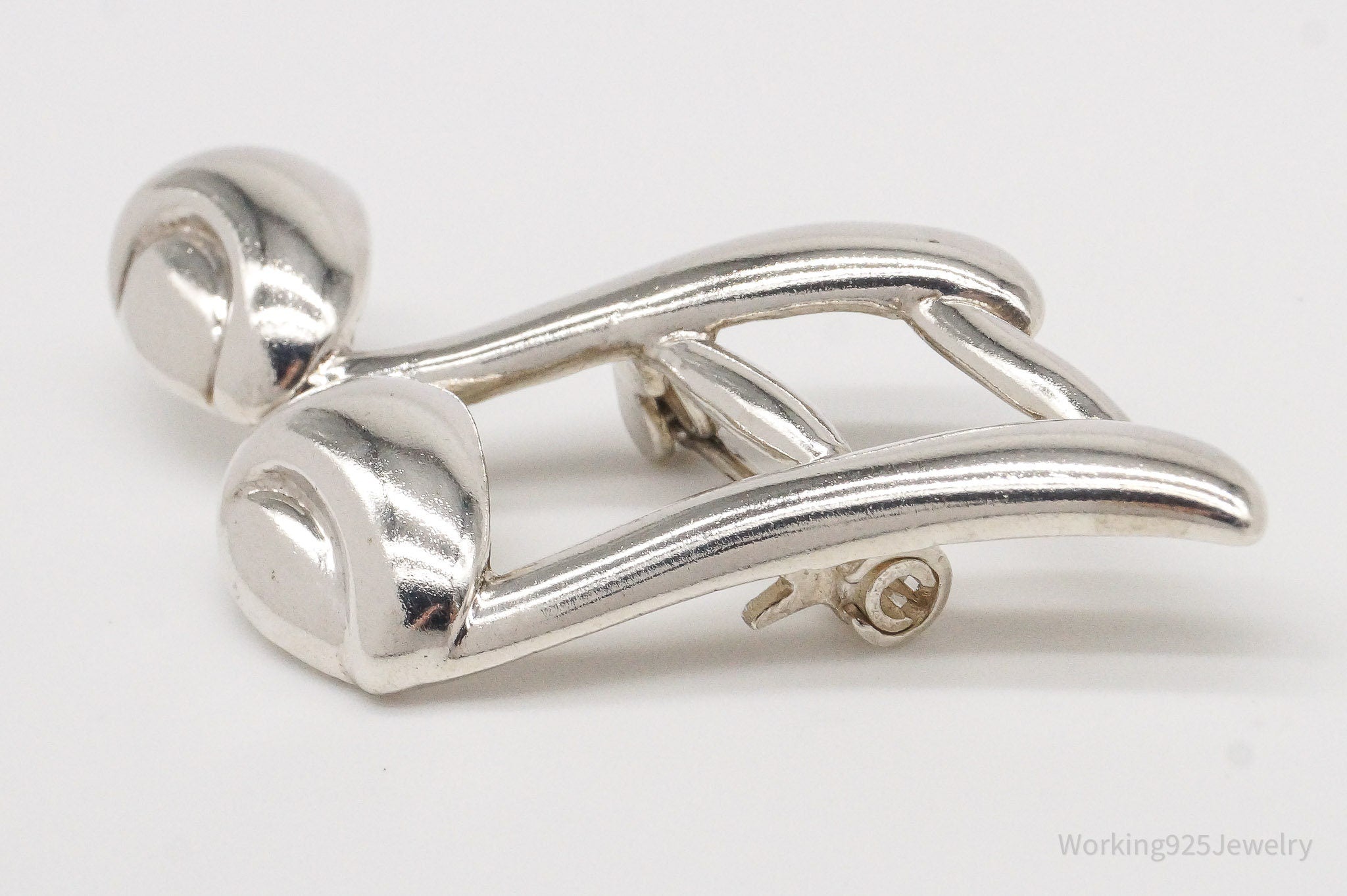 Vintage Puffy Music Note Sterling Silver Brooch Pin