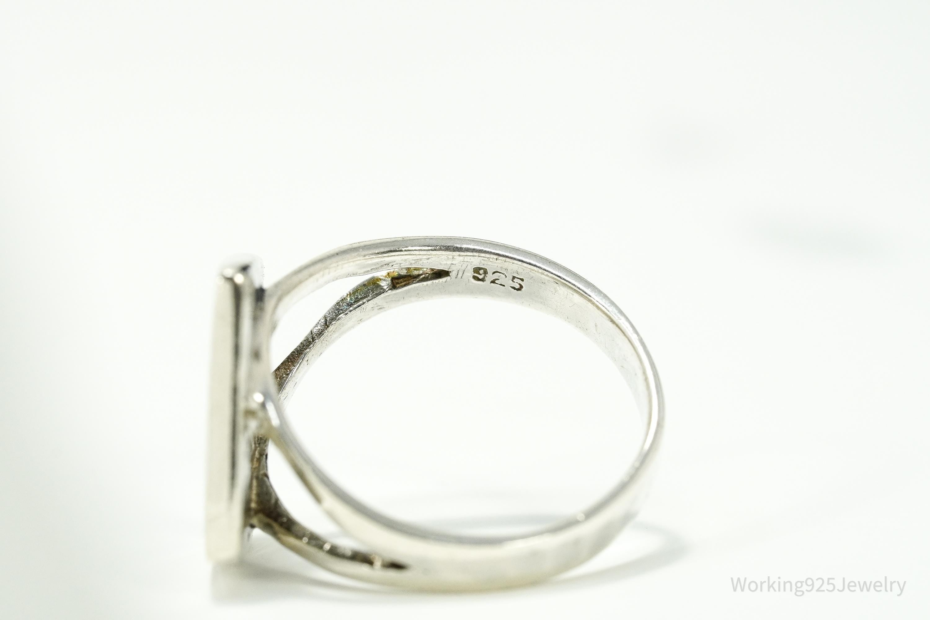 Vintage Paua Abalone Shell Inlay Sterling Silver Ring - Size 8.5