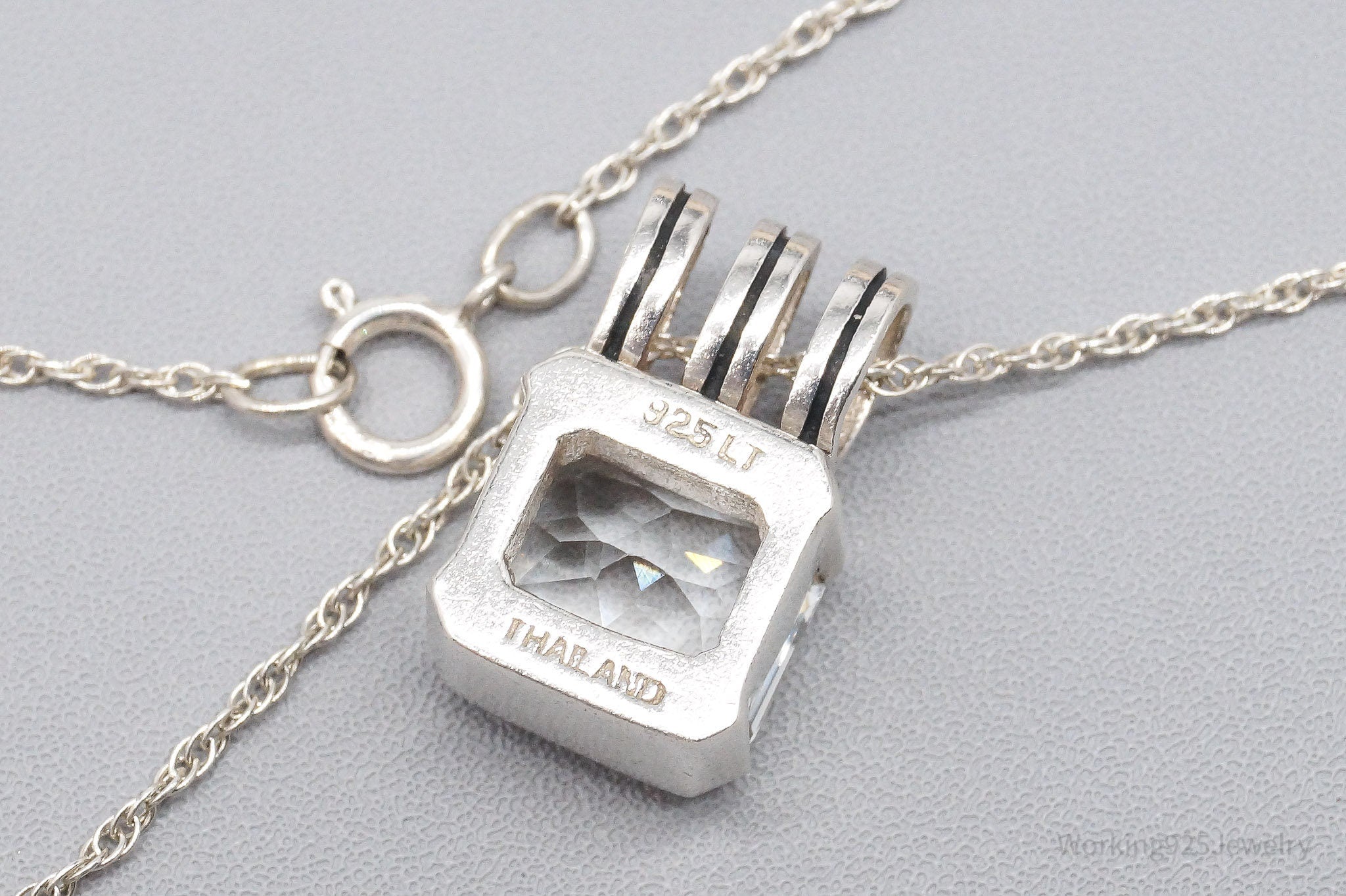 Vintage White Sapphire Sterling Silver Necklace 18"