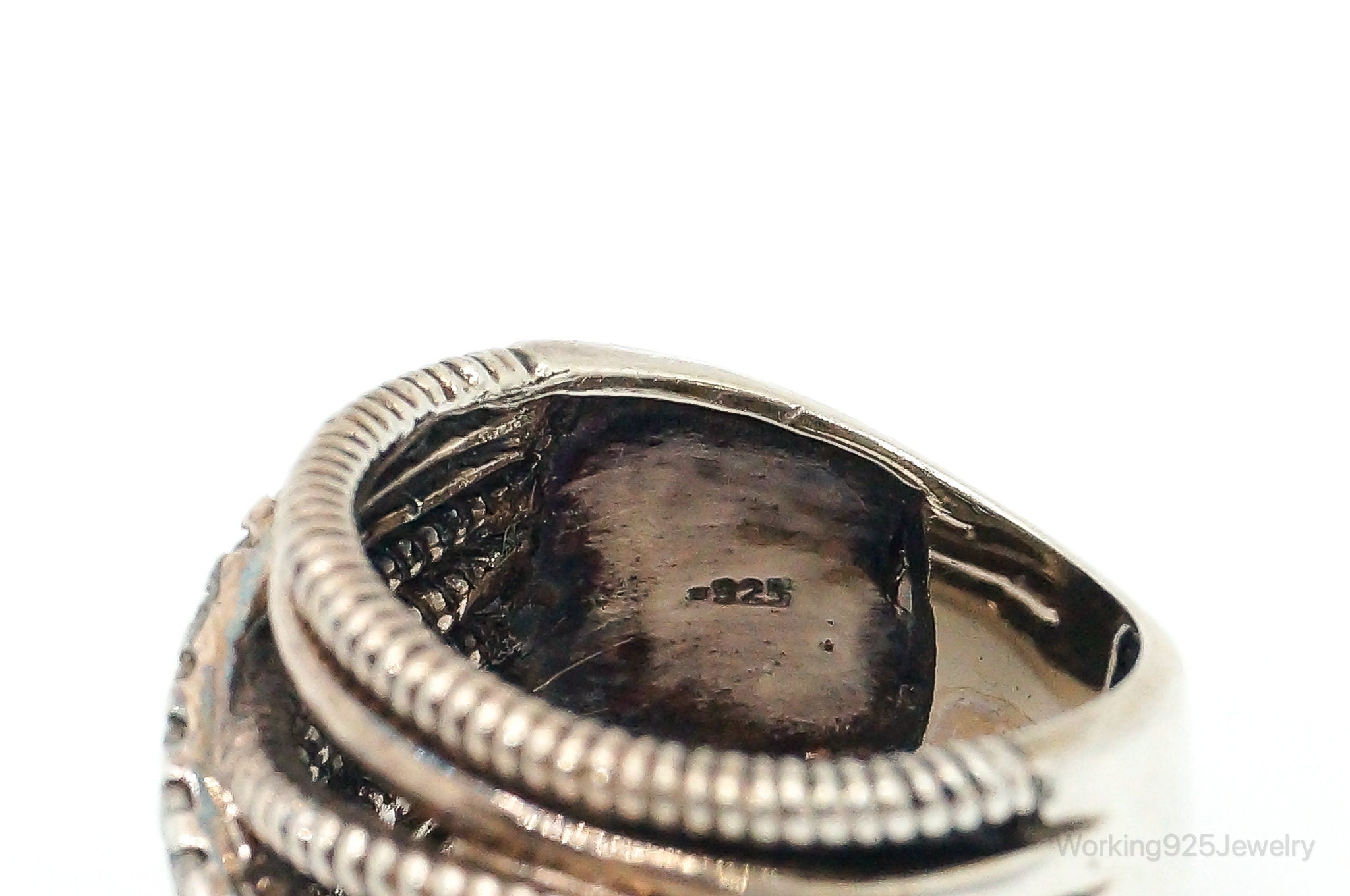 Vintage AK Cubic Zirconia Cable Sterling Silver Ring - Size 6