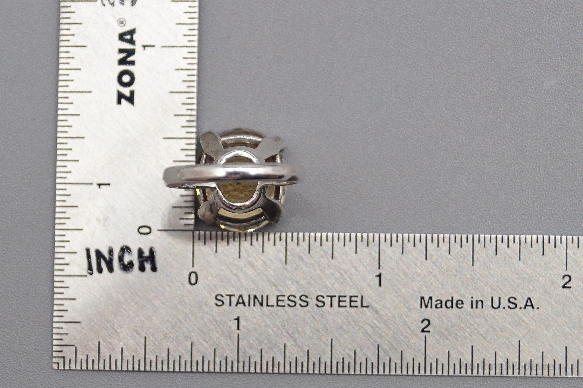 Vintage Large Citrine Silver Ring - Size 5