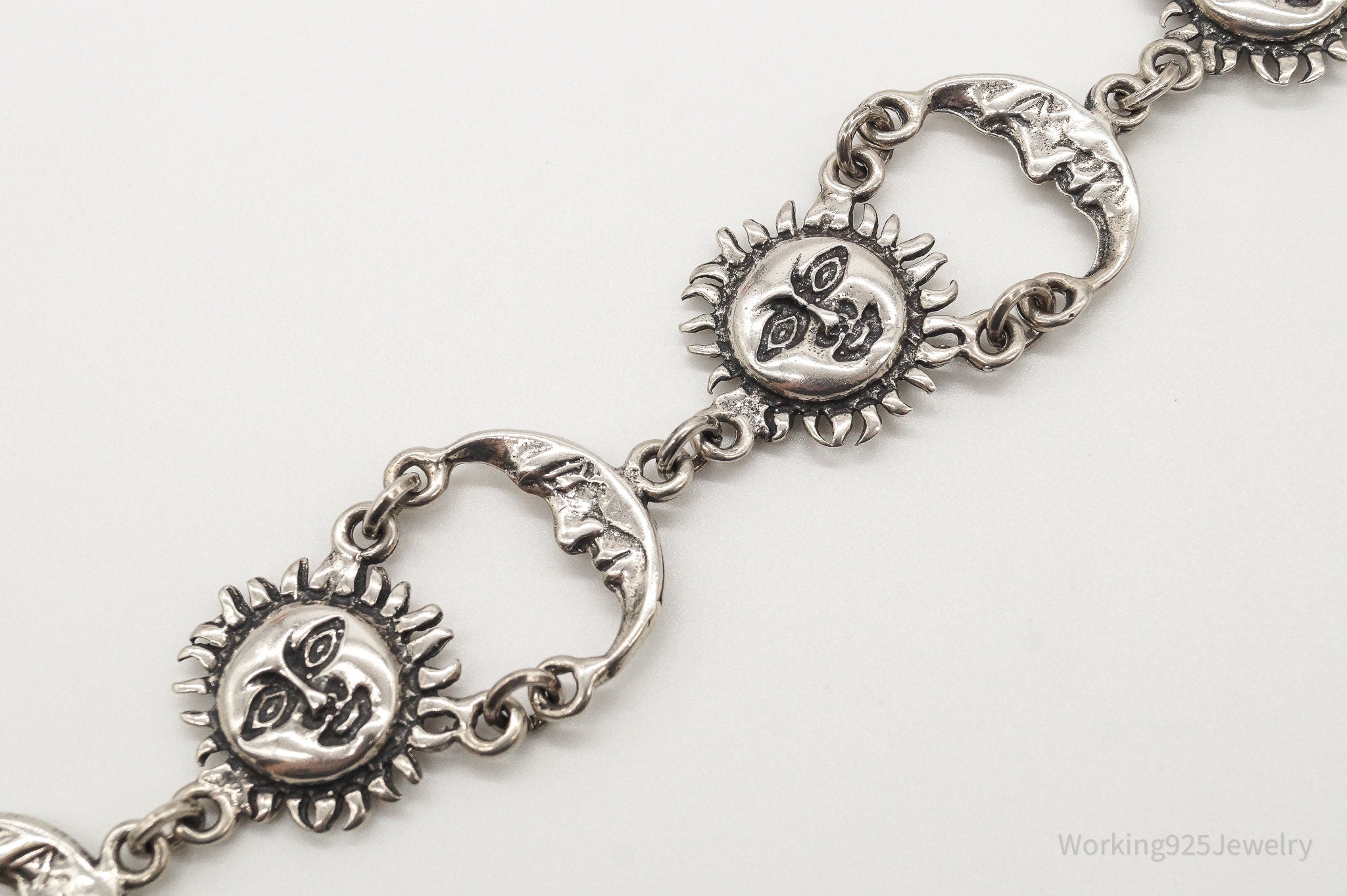 Vintage Mexico Sun & Moon Sterling Silver Bracelet