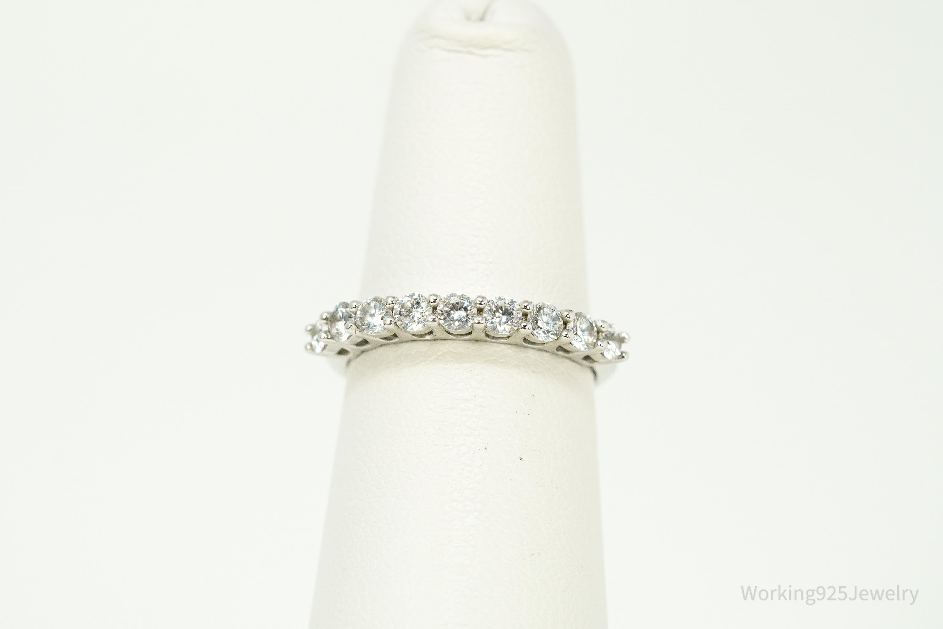 Vintage Cubic Zirconia Sterling Silver Band Ring - Size 5.25