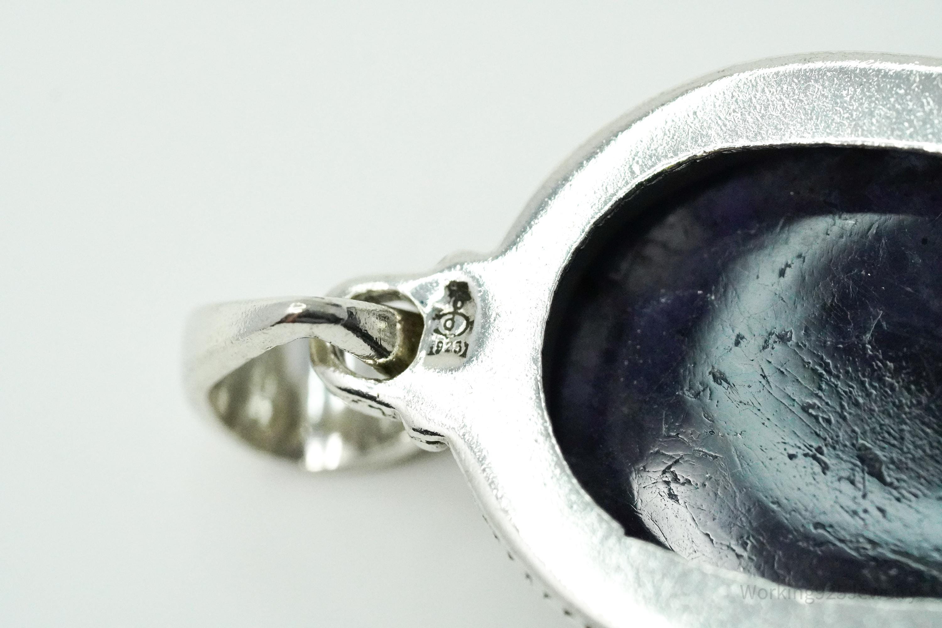 Vintage Bluish Purple Stone Sterling Silver Pendant