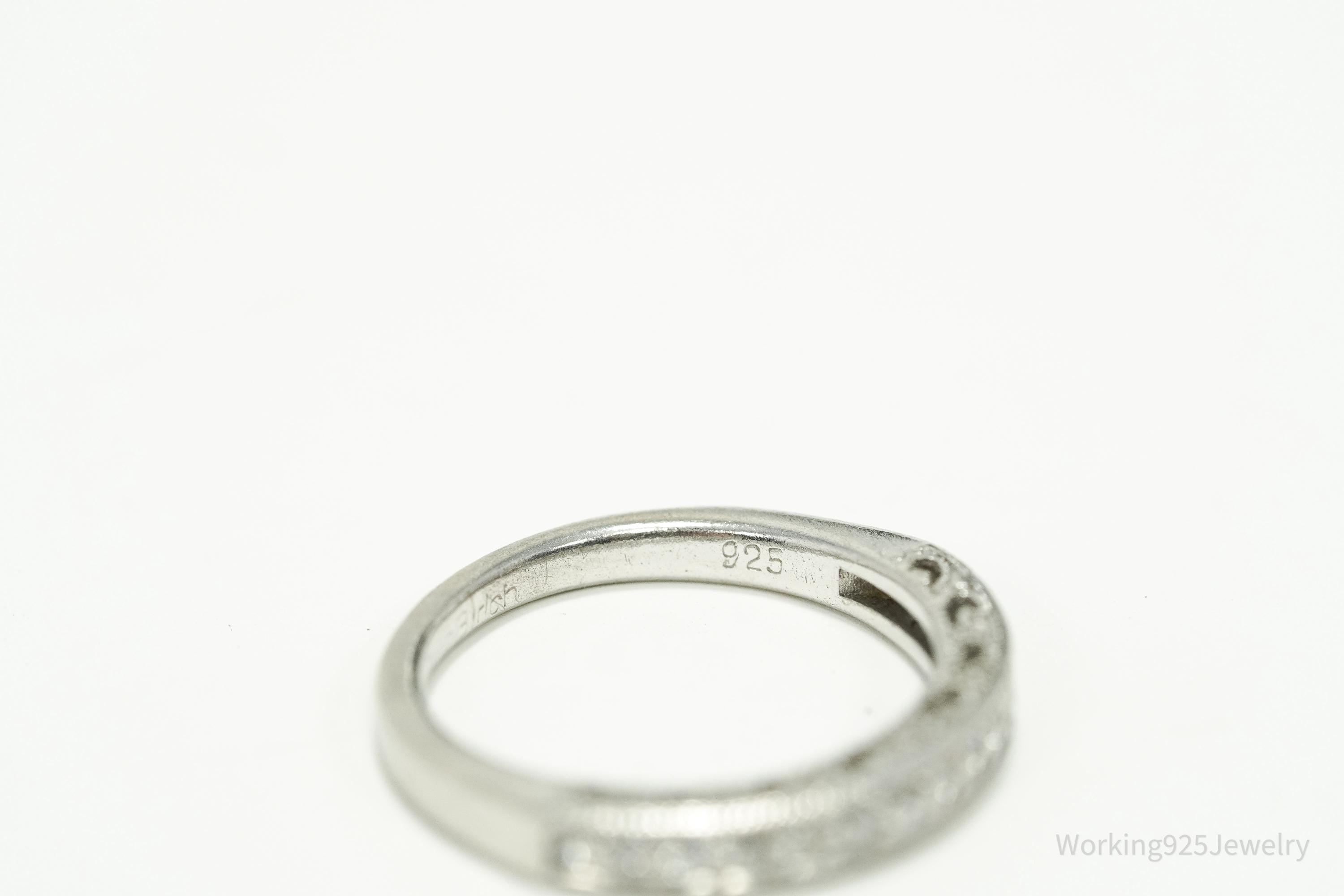 Vintage Cubic Zirconia Sterling Silver Band Ring - Size 3.25