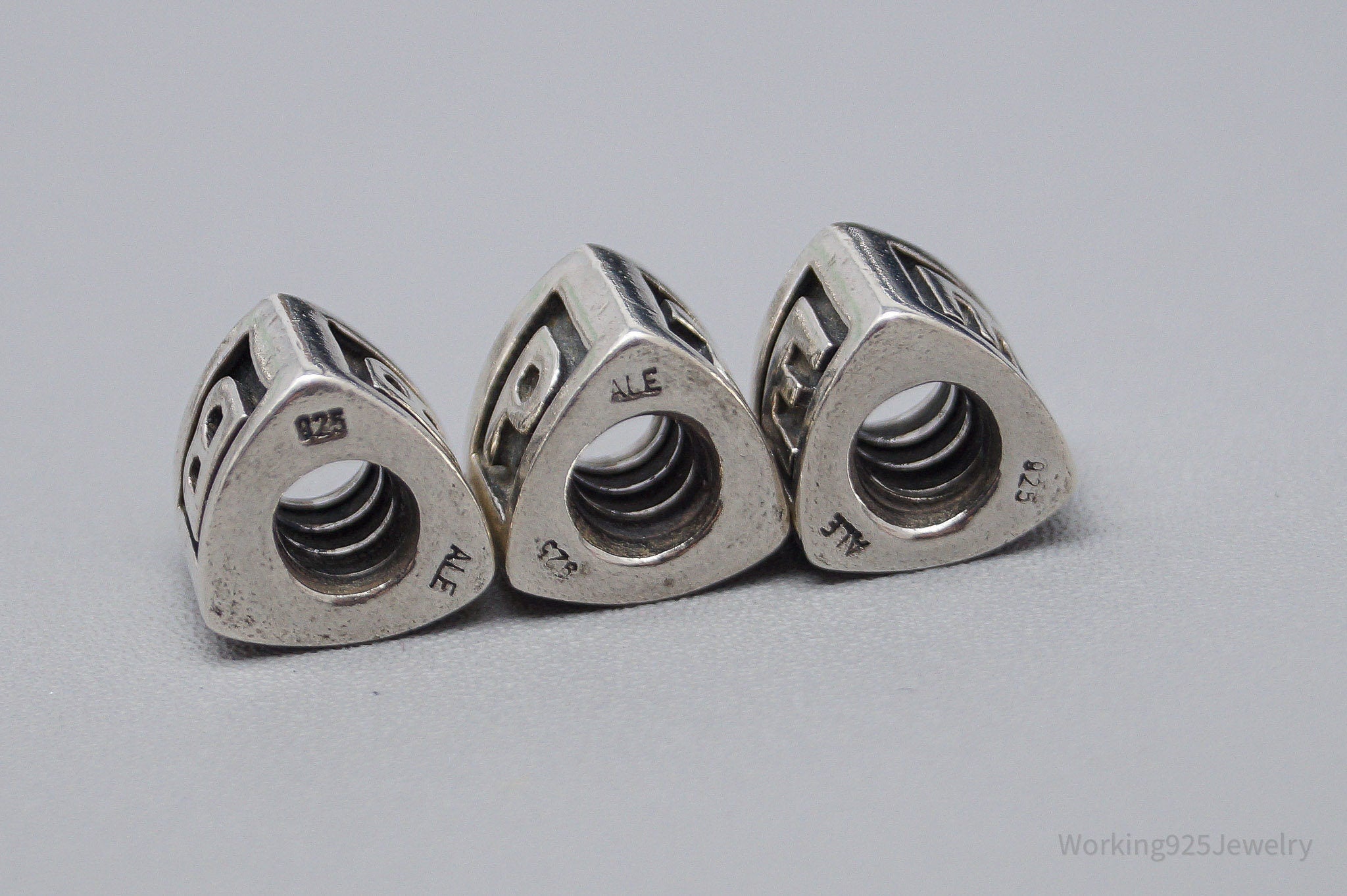 Retired Authentic Pandora B P E Alphabet Letter Charms Sterling Silver Set