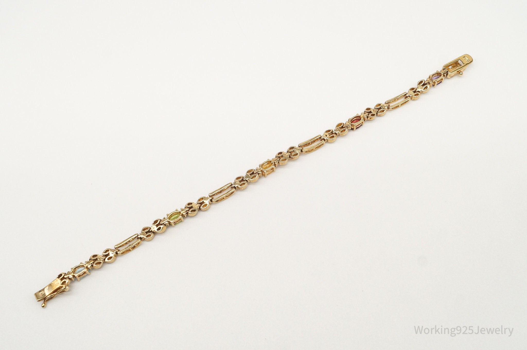 Vintage Multi Gem Gold Vermeil Sterling Silver Bracelet