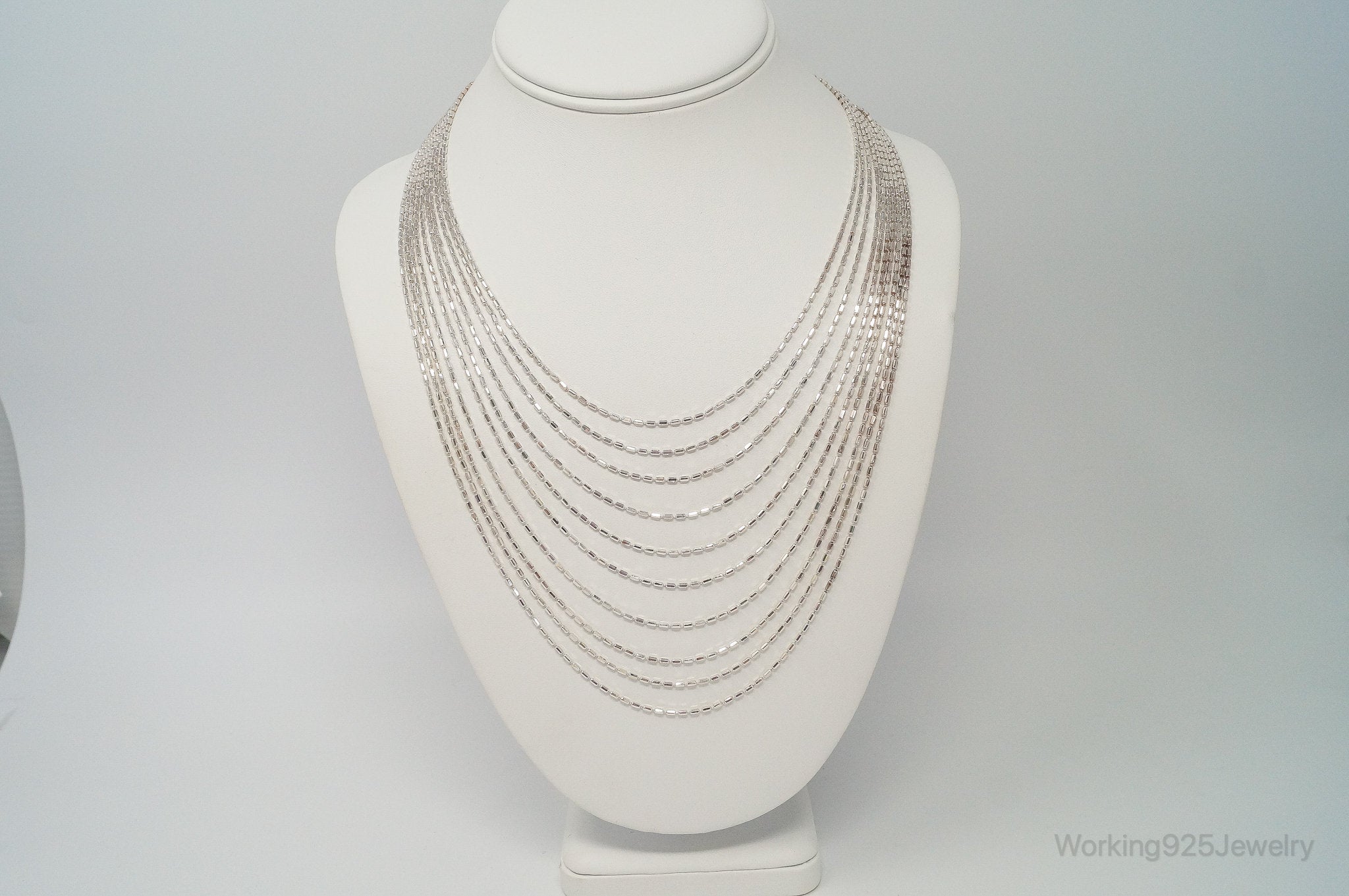 Vintage Italian Designer High Fashion Chain Sterling Silver Necklace