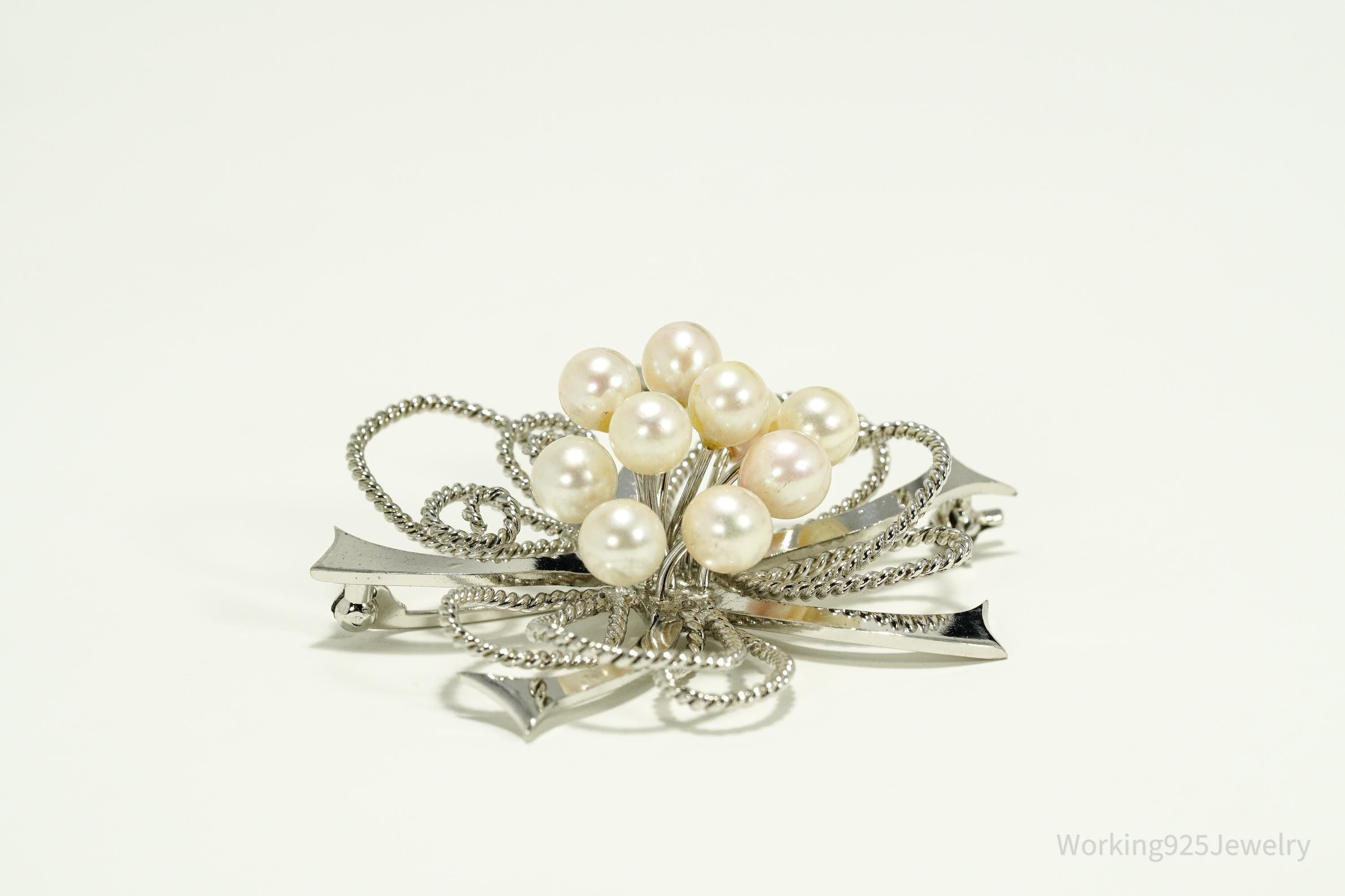 Vintage Pearl Sterling Silver Brooch Pin