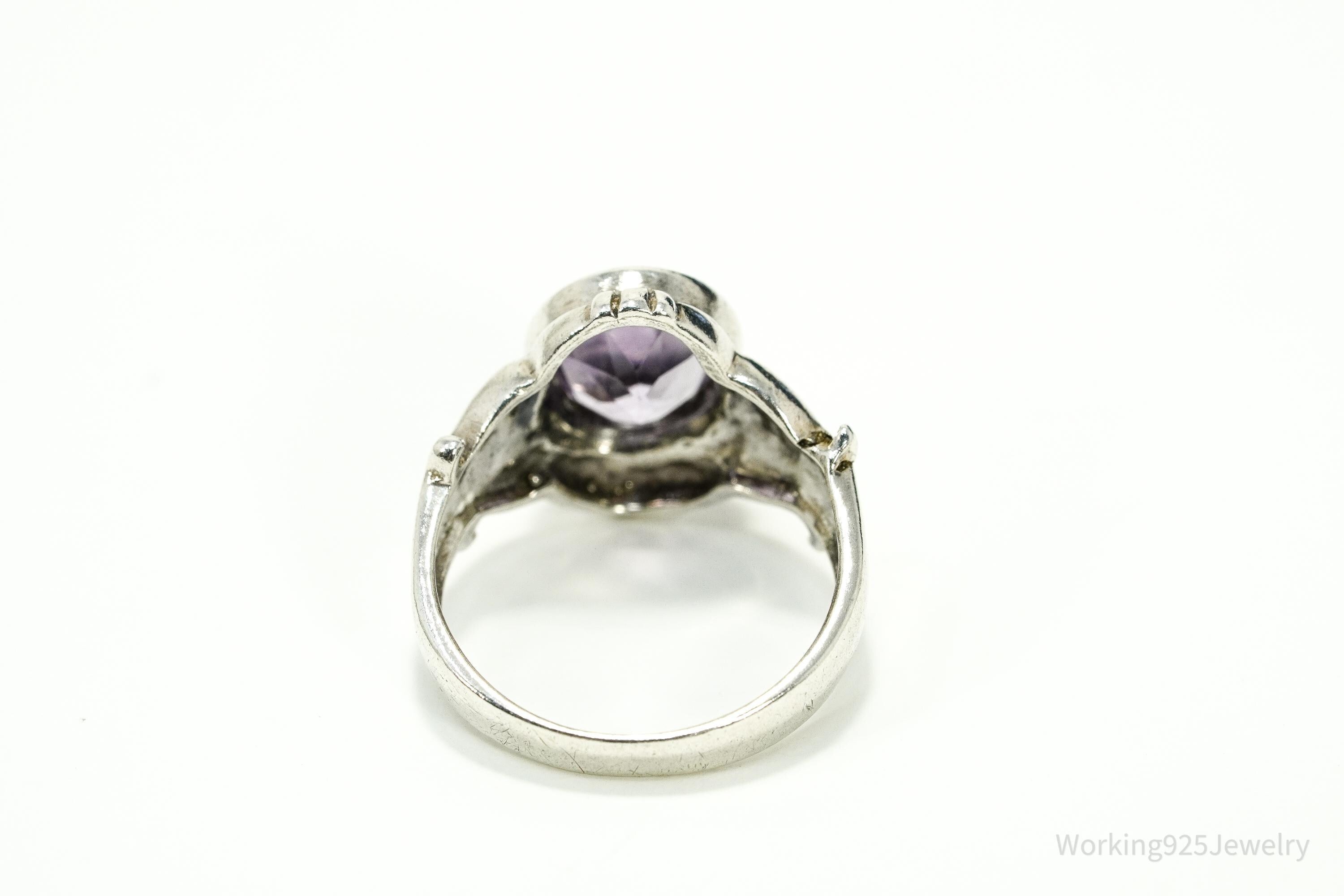 Vintage Amethyst Sterling Silver Ring - Size 6.75