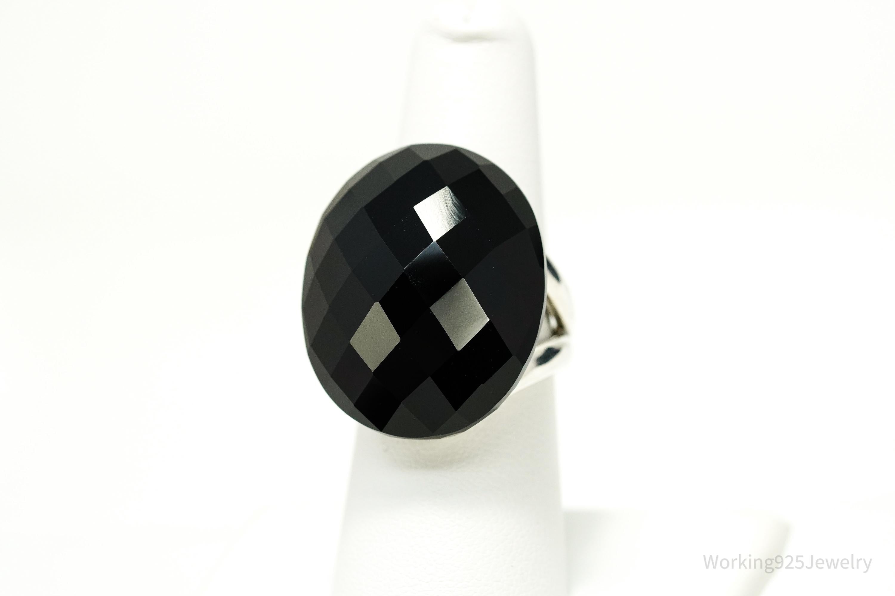 Vintage Whitney Kelly Large Black Onyx Sterling Silver Ring - Size 7