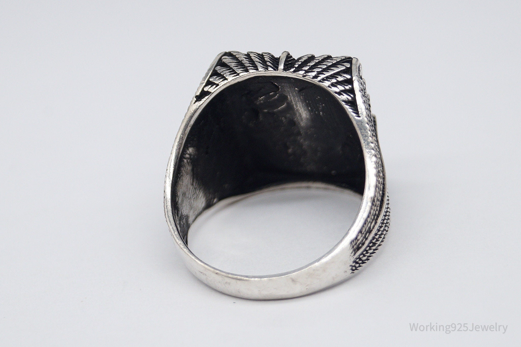 Vintage Eagle Two Tone Sterling Silver Ring - Size 13