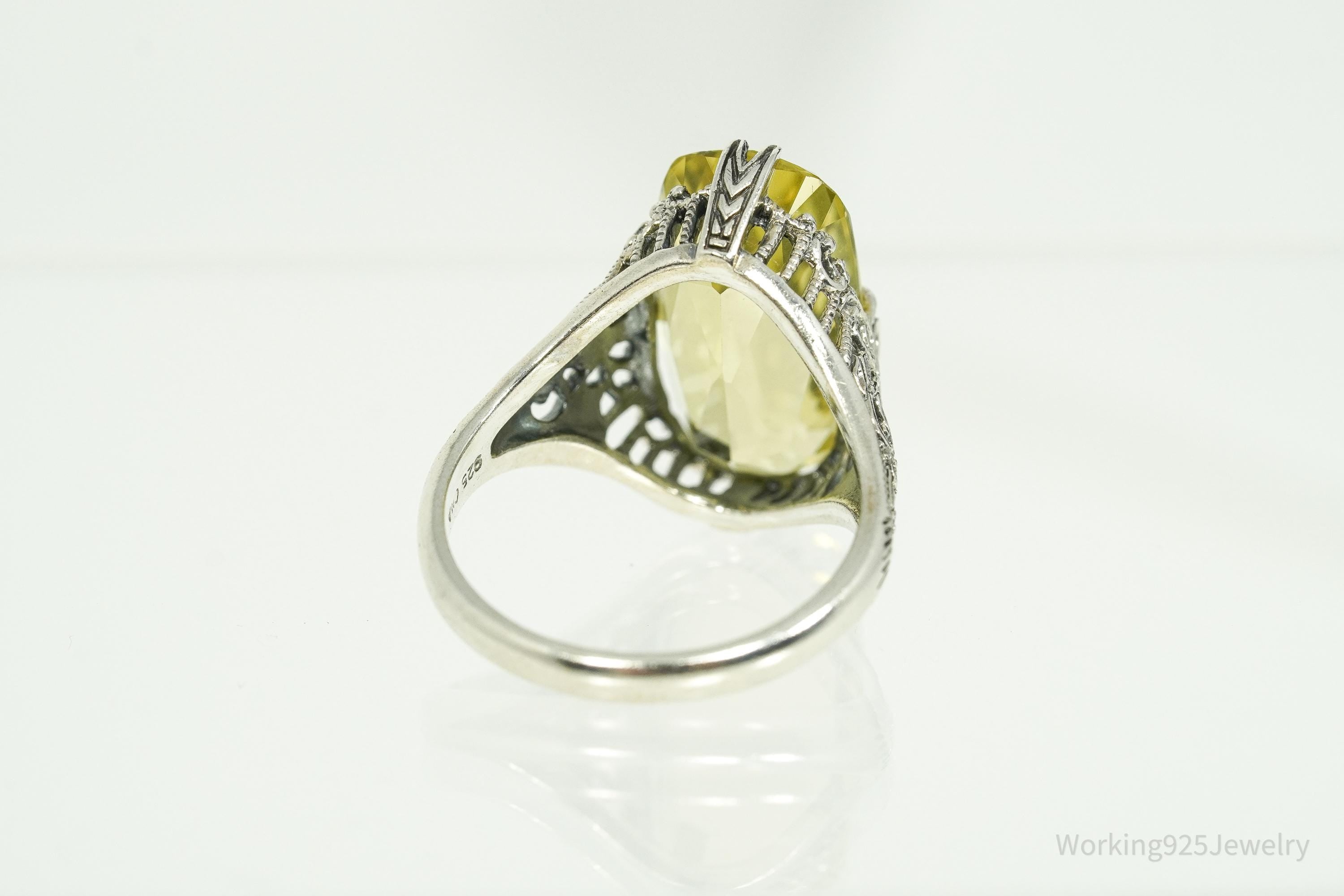 Vintage Designer CNA Citrine Sterling Silver Ring - Size 7
