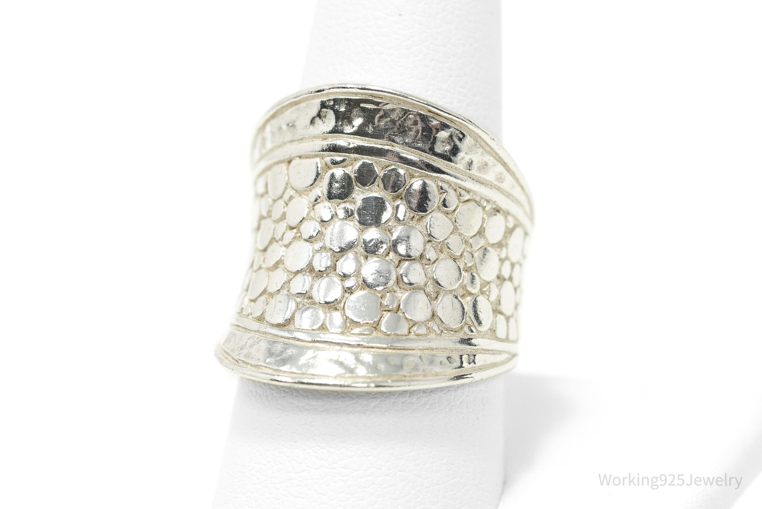 Vintage SARDA Sterling Silver Wide Band Ring - Size 9.25