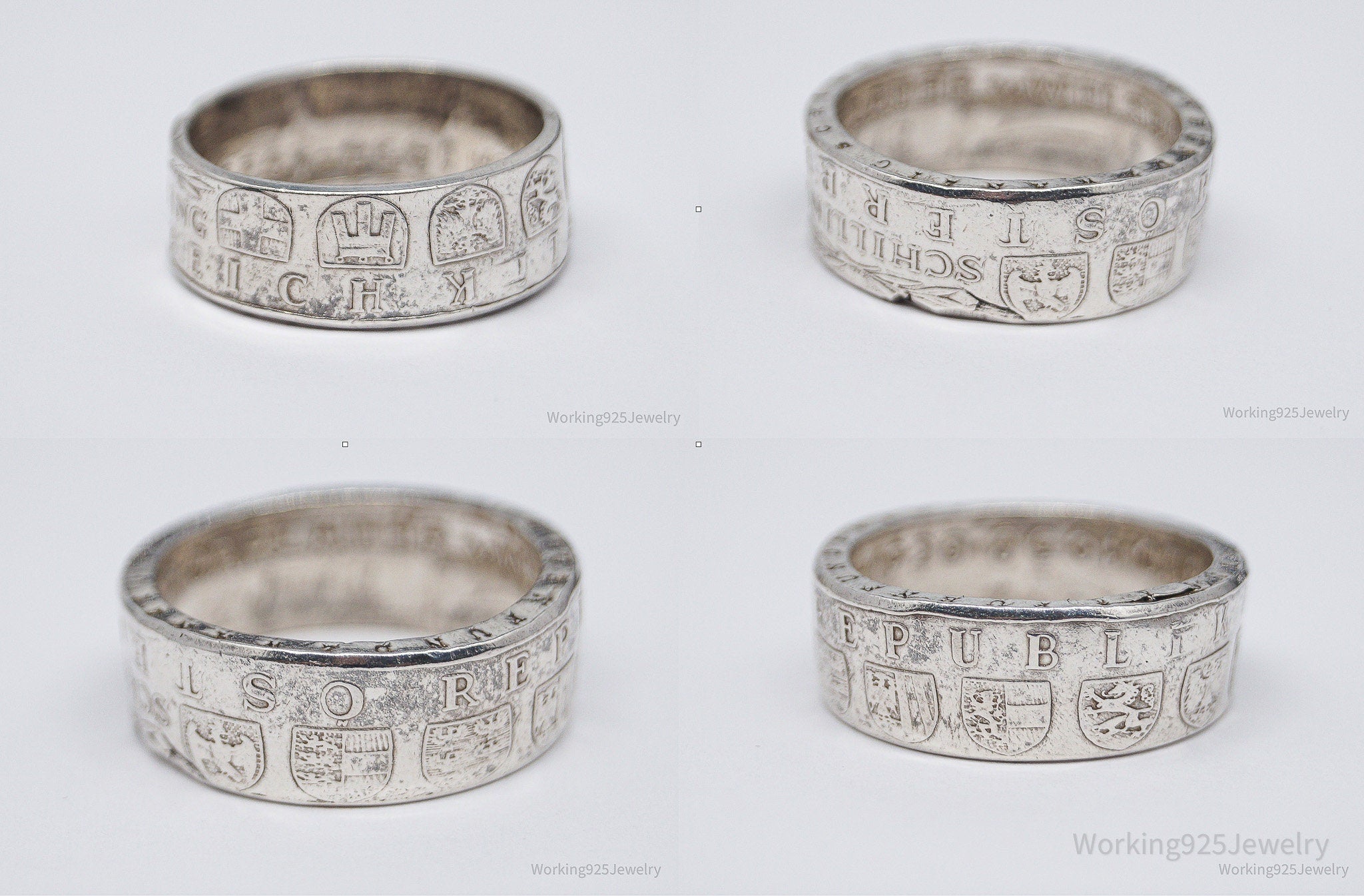 Vintage 1958 Austria Schilling Silver Coin Ring - Size 11.5