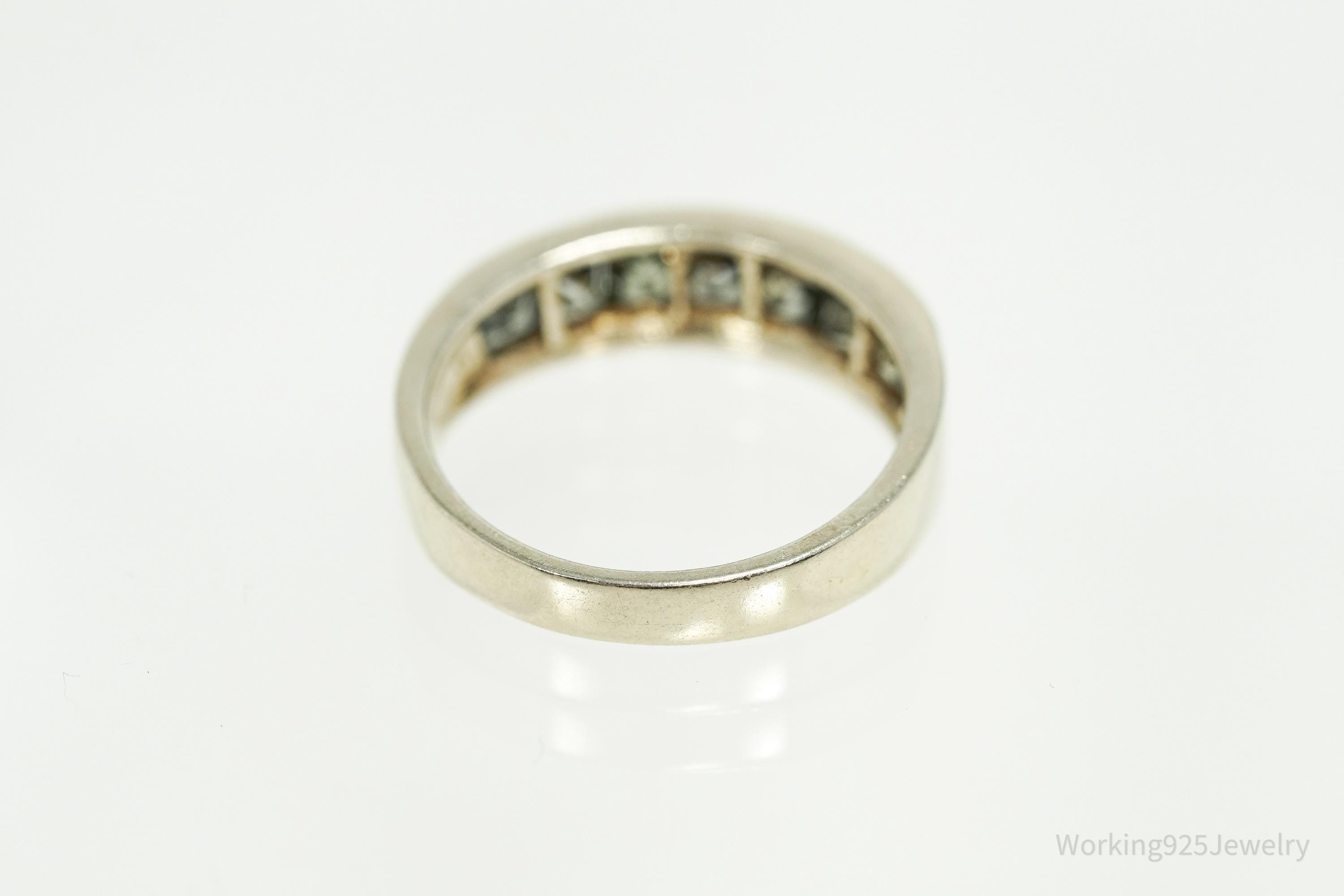 Vintage Green Sapphire Gold Vermeil Sterling Silver Ring - Size 7