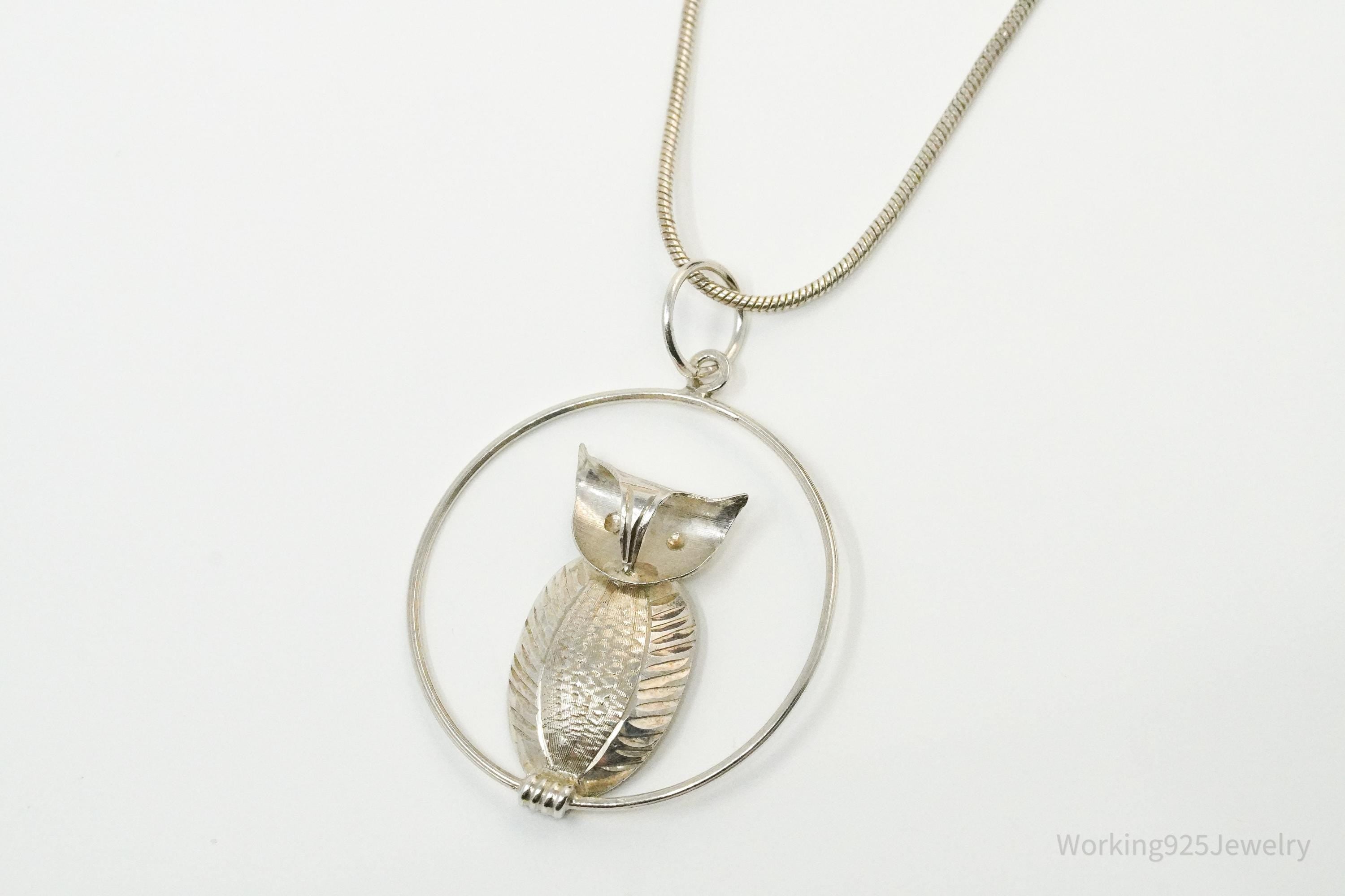 Vintage Owl Sterling Silver Necklace 20"