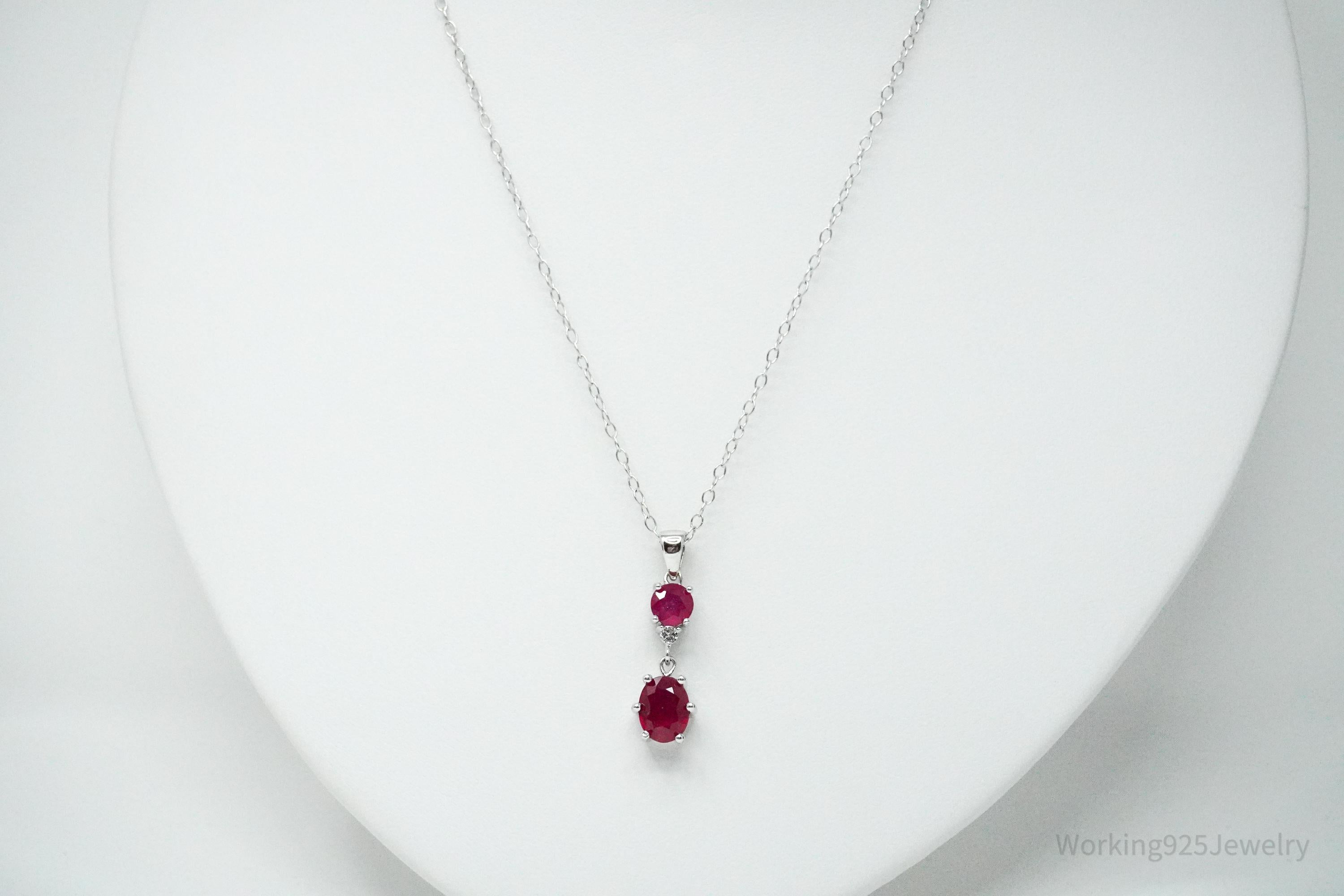 JTV's TGGC Ruby & White Topaz Sterling Silver Necklace 18"