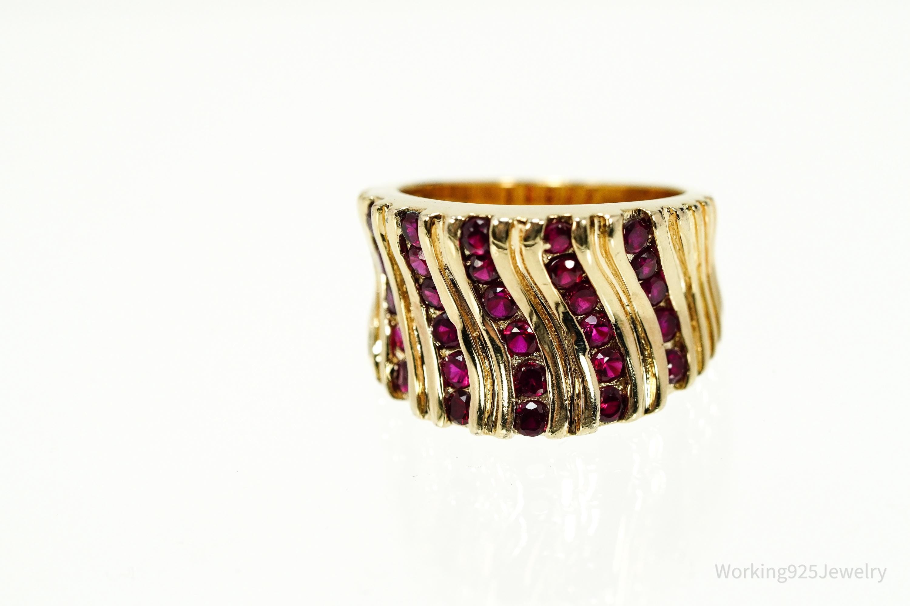 VTG Designer Ross Simons Ruby Gold Over Sterling Silver Ring - Size 6