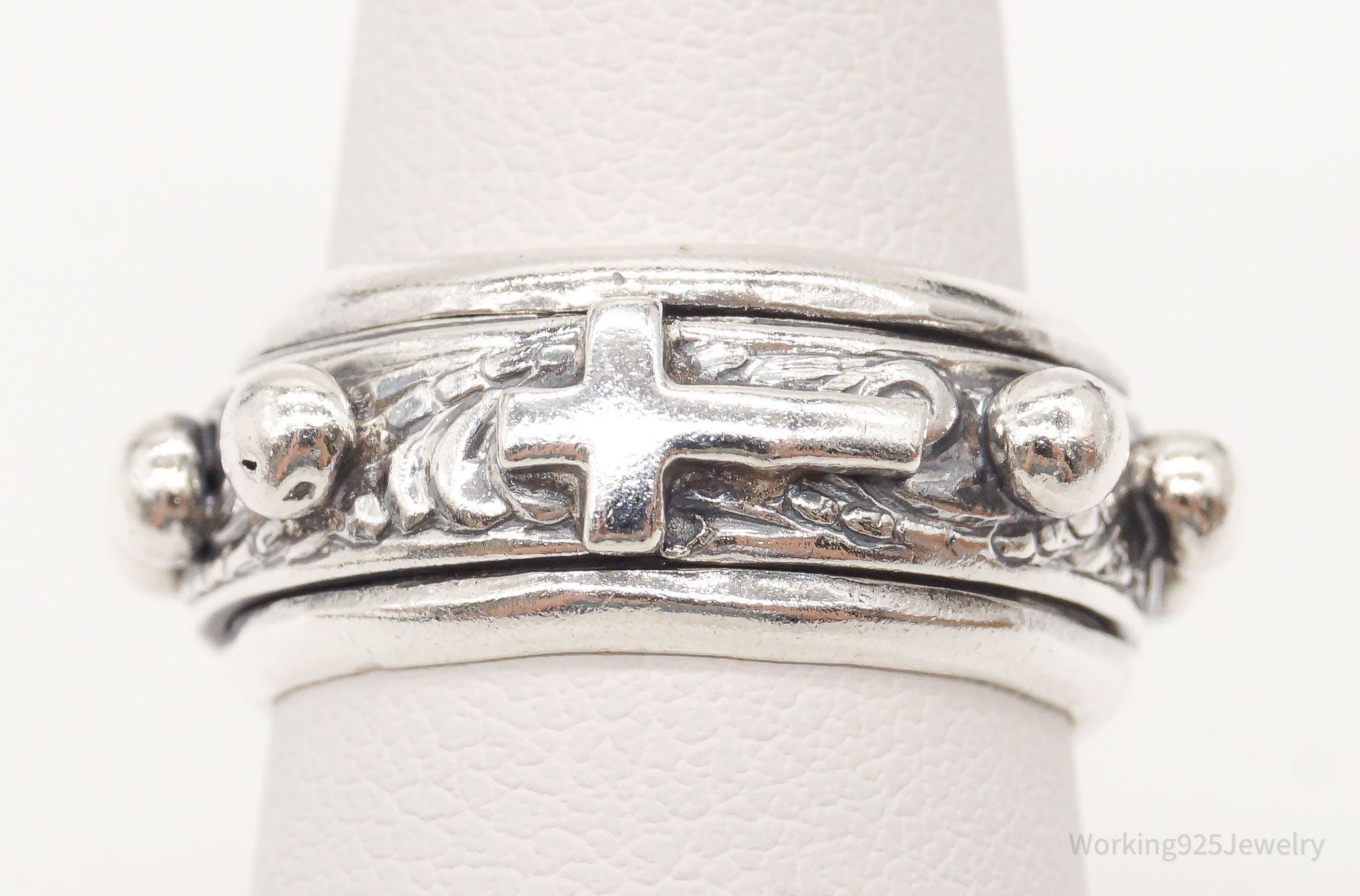 Vintage Cross Sterling Silver Spinner Ring - Size 6