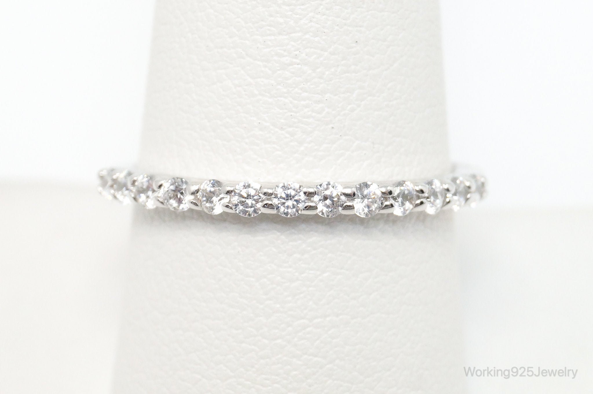 Vintage Cubic Zirconia Sterling Silver Ring - Size 9