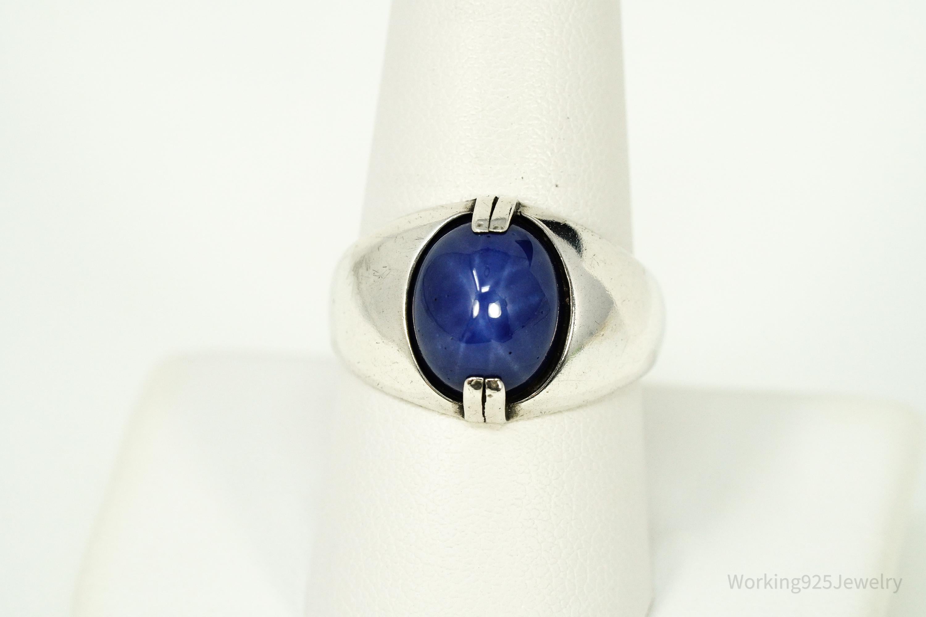 MCM Vintage Blue Star Sapphire Silver Ring - Size 10