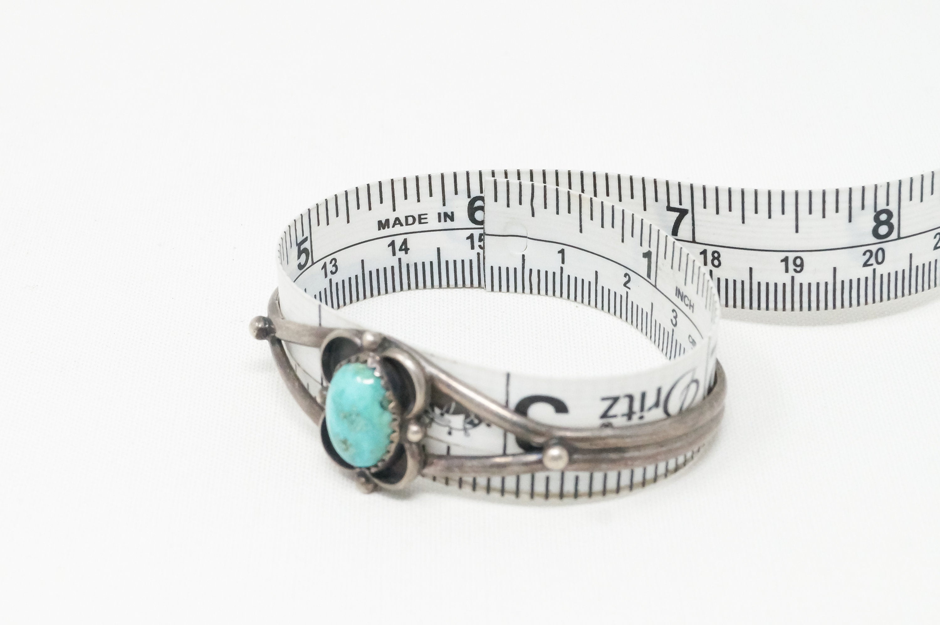 Vintage Handmade Native Turquoise Sterling Cuff Bracelet